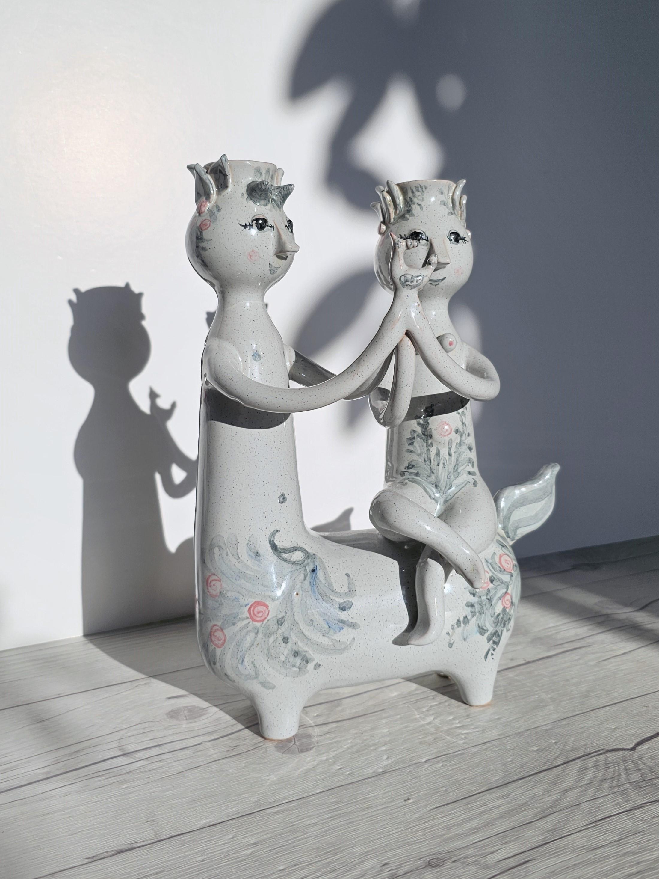 Bjorn Wiinblad, 1959 Centauro e Driade, scultura portacandele, firmato in vendita 4