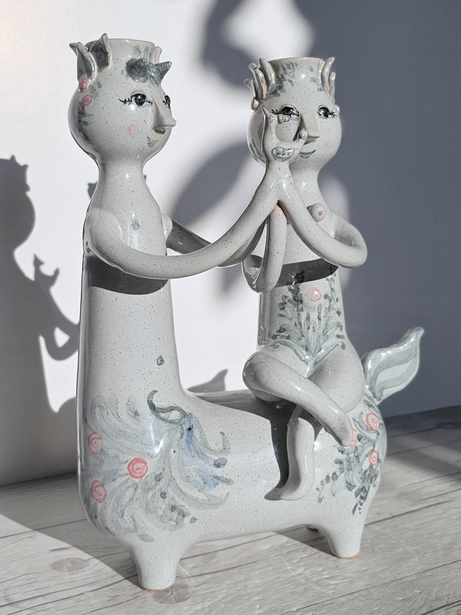 Bjorn Wiinblad, 1959 Centauro e Driade, scultura portacandele, firmato in vendita 5