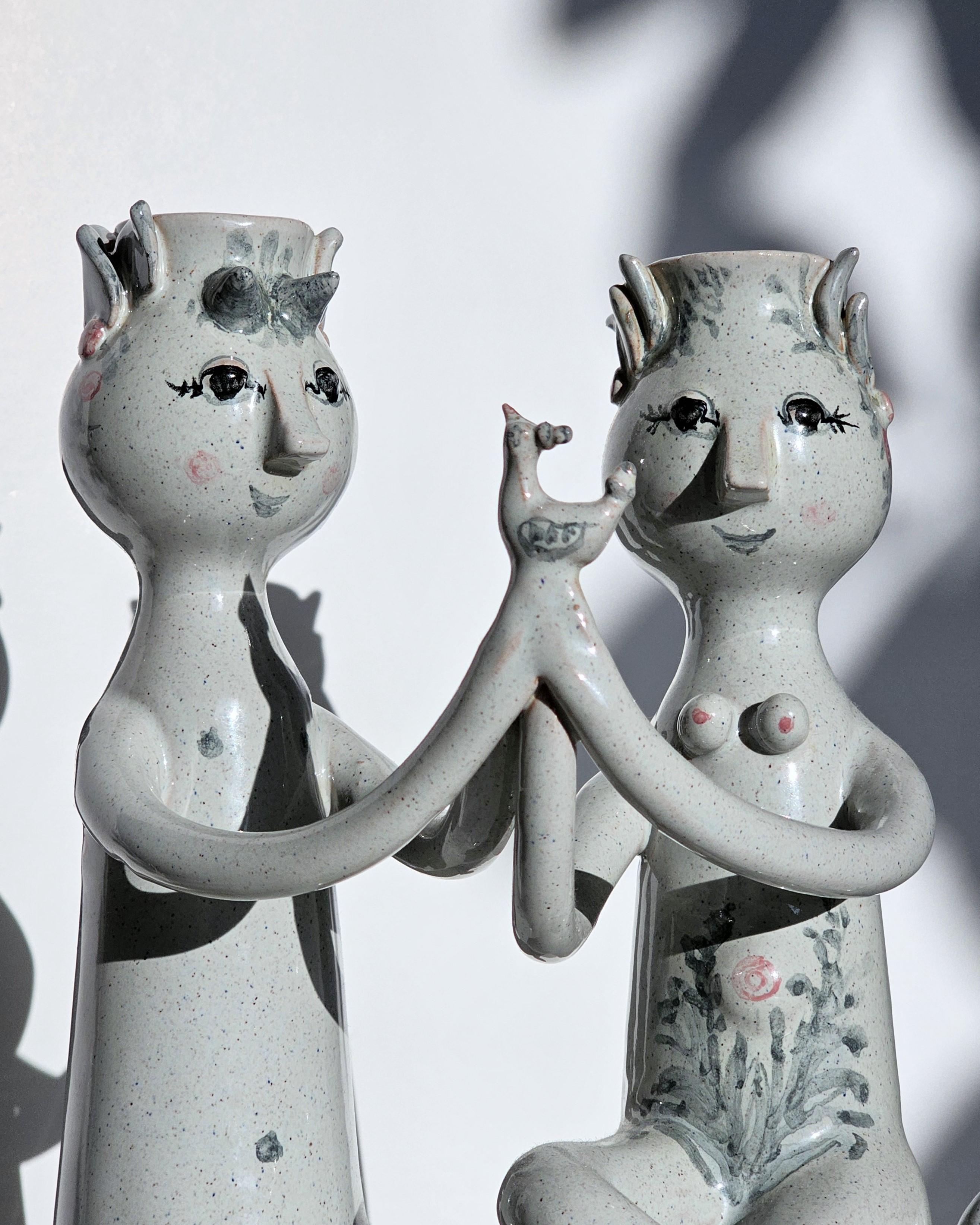 Danese Bjorn Wiinblad, 1959 Centauro e Driade, scultura portacandele, firmato in vendita