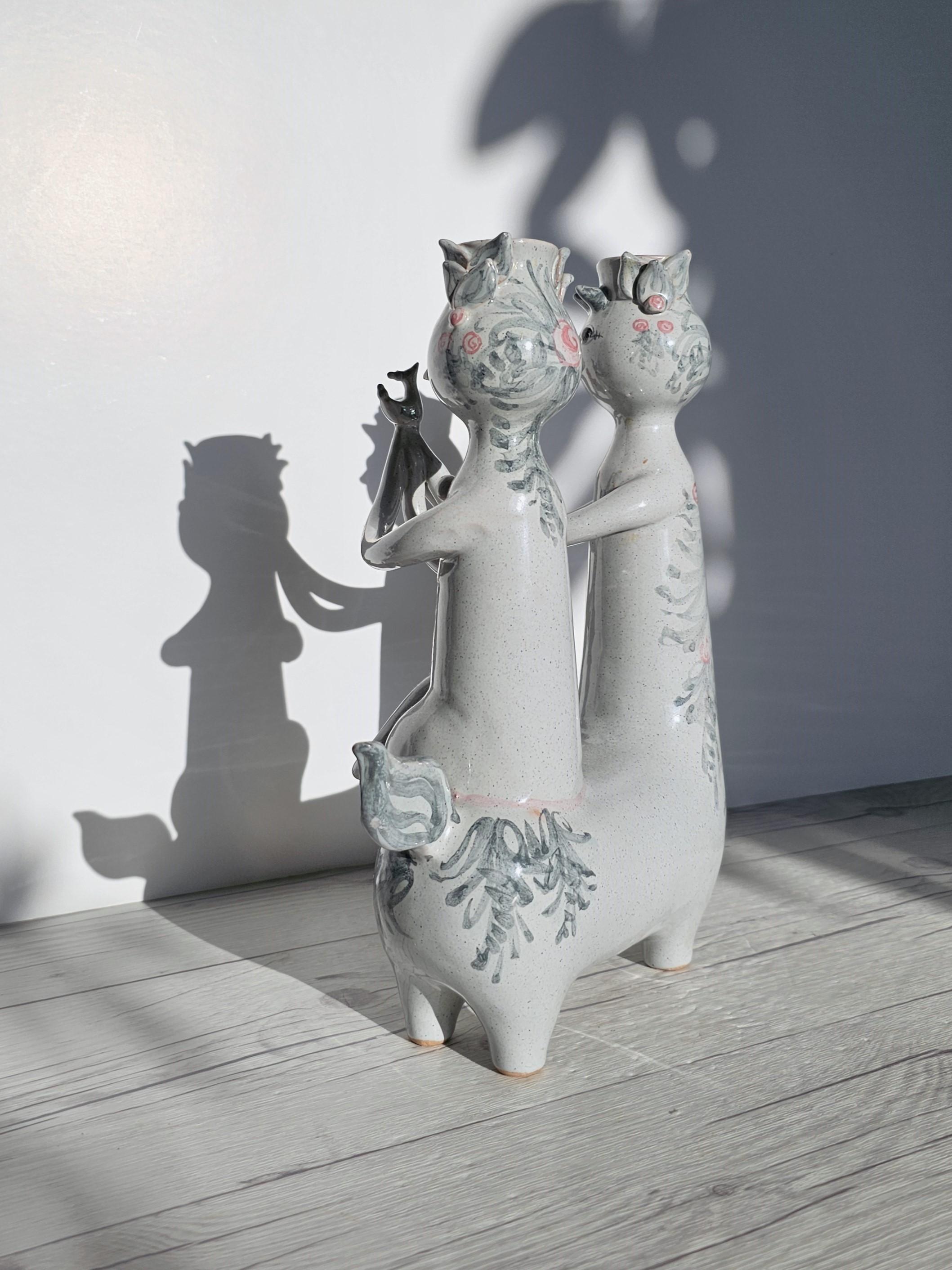 XX secolo Bjorn Wiinblad, 1959 Centauro e Driade, scultura portacandele, firmato in vendita