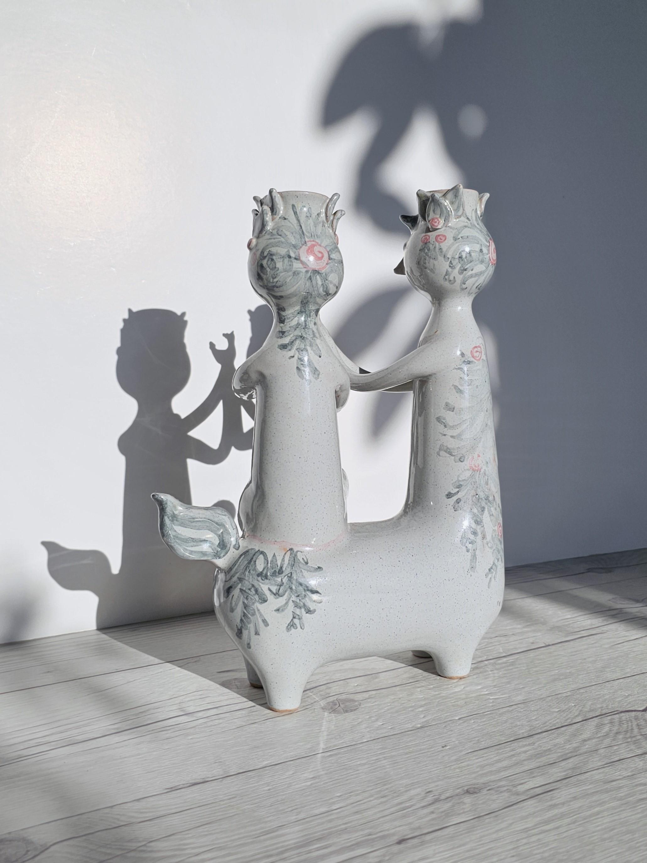 Ceramica Bjorn Wiinblad, 1959 Centauro e Driade, scultura portacandele, firmato in vendita