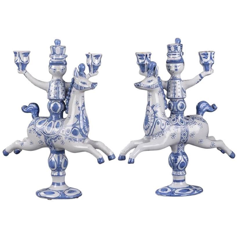 Bjorn Wiinblad a Pair of Large Ceramic Figurines from the Blue House