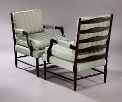 Bjorn Wiinblad and Brita Drewsen, Gripsholm Black Armchairs with Loose Cushions