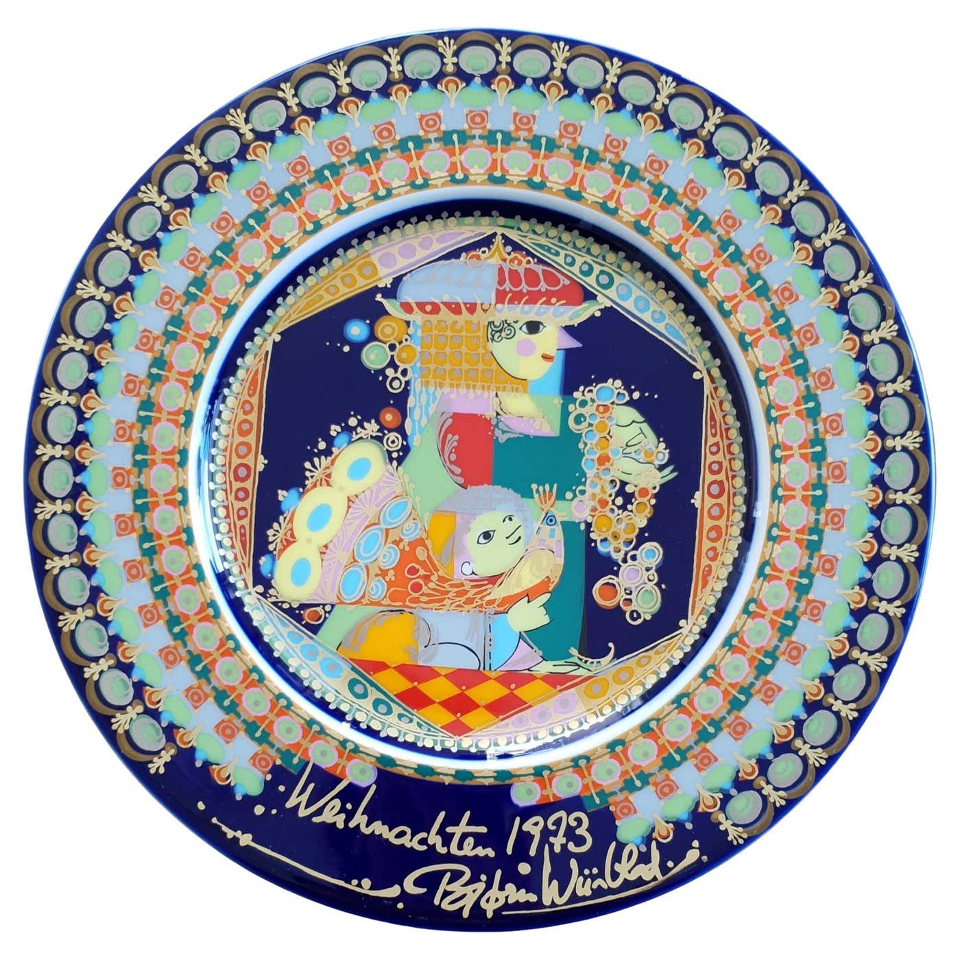 Bjørn Wiinblad for Rosenthal, Christmas Plate in Porcelain from 1989 For Sale at Bjørn Wiinblad for Rosenthal, Christmas Plate in Porcelain from 1989 For Sale at