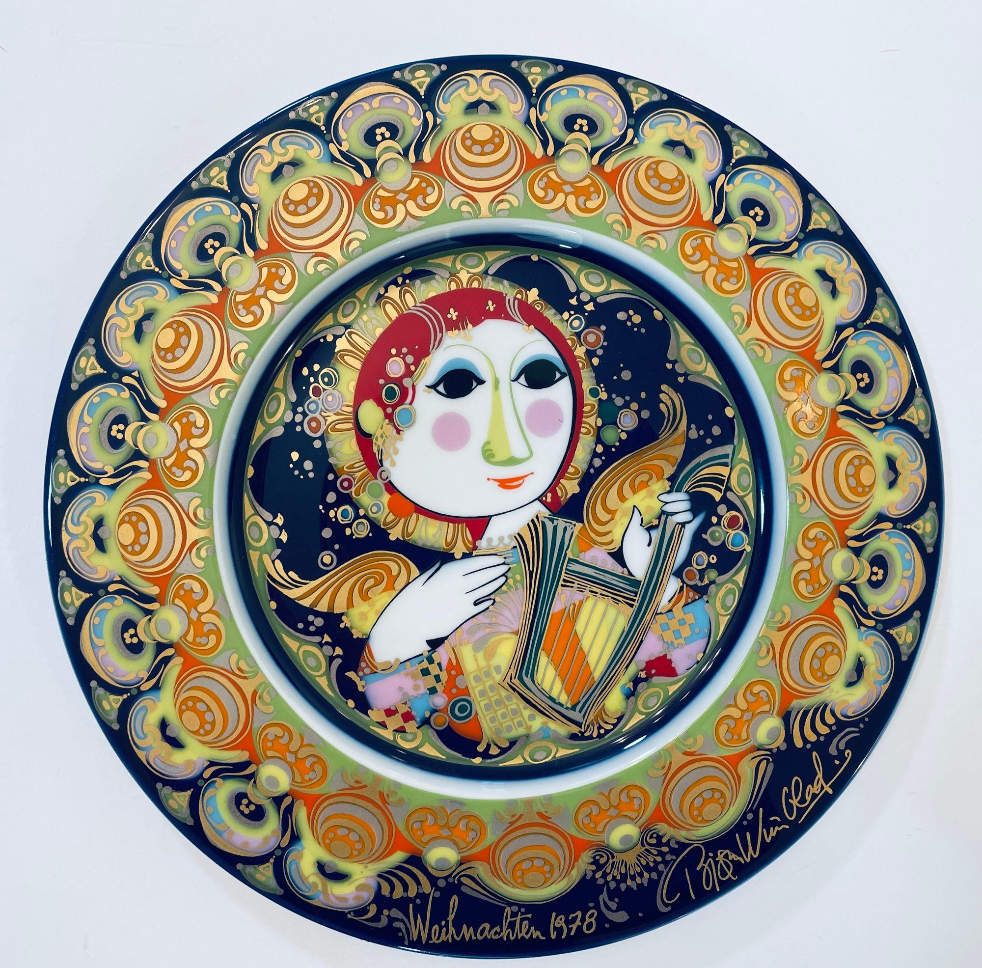 Bjorn Wiinblad Christmas Plate Angel with Harp 1978 Collectible Limited Ed 11 in For Sale 8