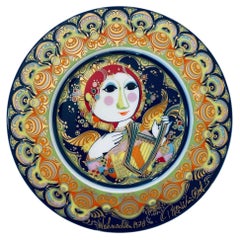 Bjorn Wiinblad Christmas Plate Angel with Harp 1978 Collectible Limited Ed 11 in