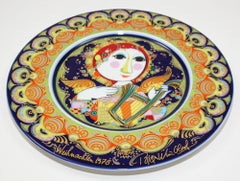 Bjorn Wiinblad Weihnachtsteller Engel mit Harfe 1978 Sammlerstück Limitierte Auflage Ed 11 in