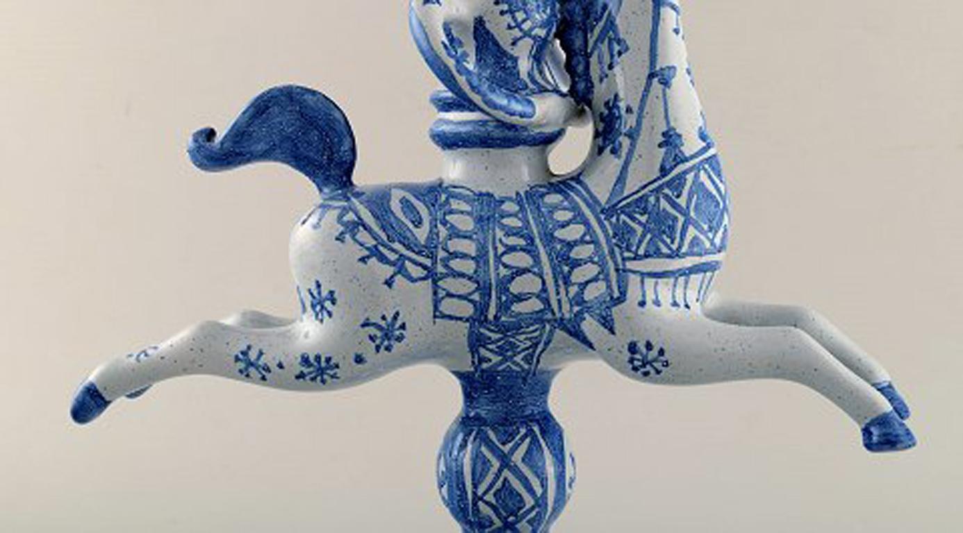 Danish Bjørn Wiinblad Figurine from the Blue House, Candlestick Rider on Horseback