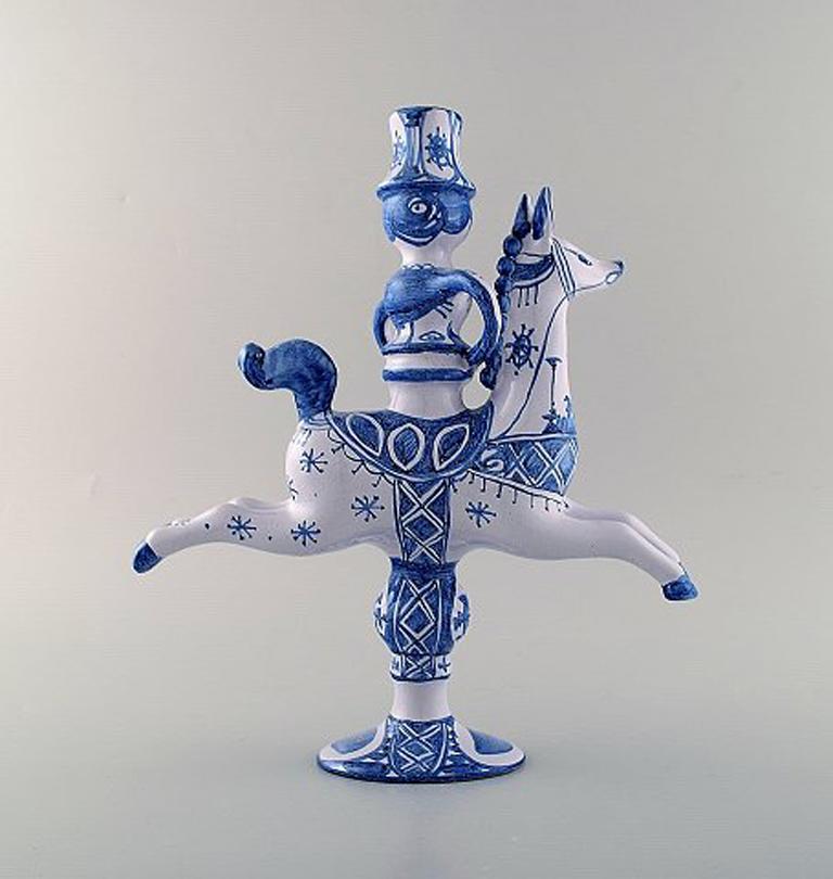 Bjorn Wiinblad-Figur aus dem blauen Haus. Figure/Kerzenständer, 1987 (Skandinavische Moderne)