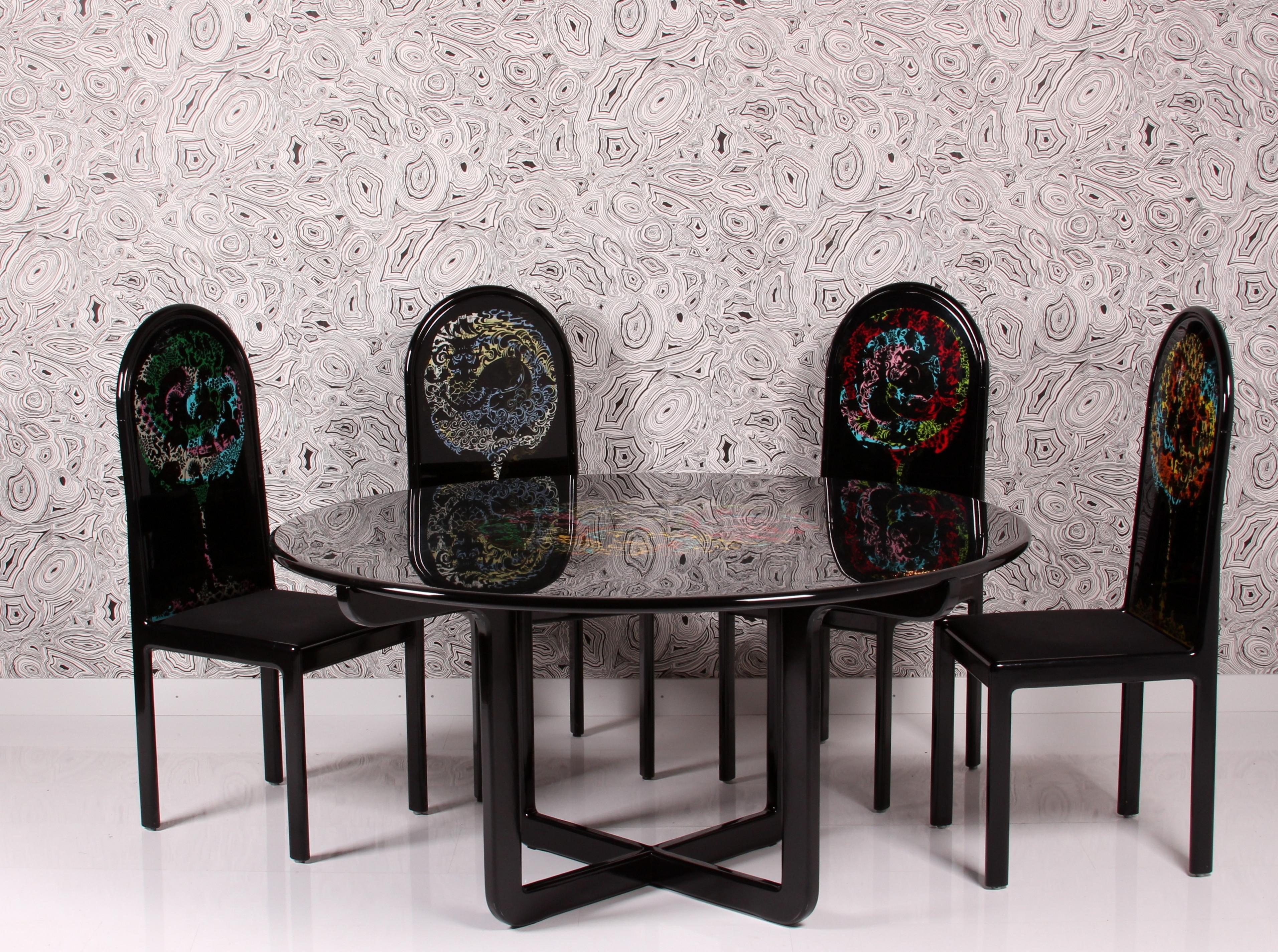 Björn Wiinblad for Rosenthal limited art series set de salle à manger table et 8 chaises en vente 12