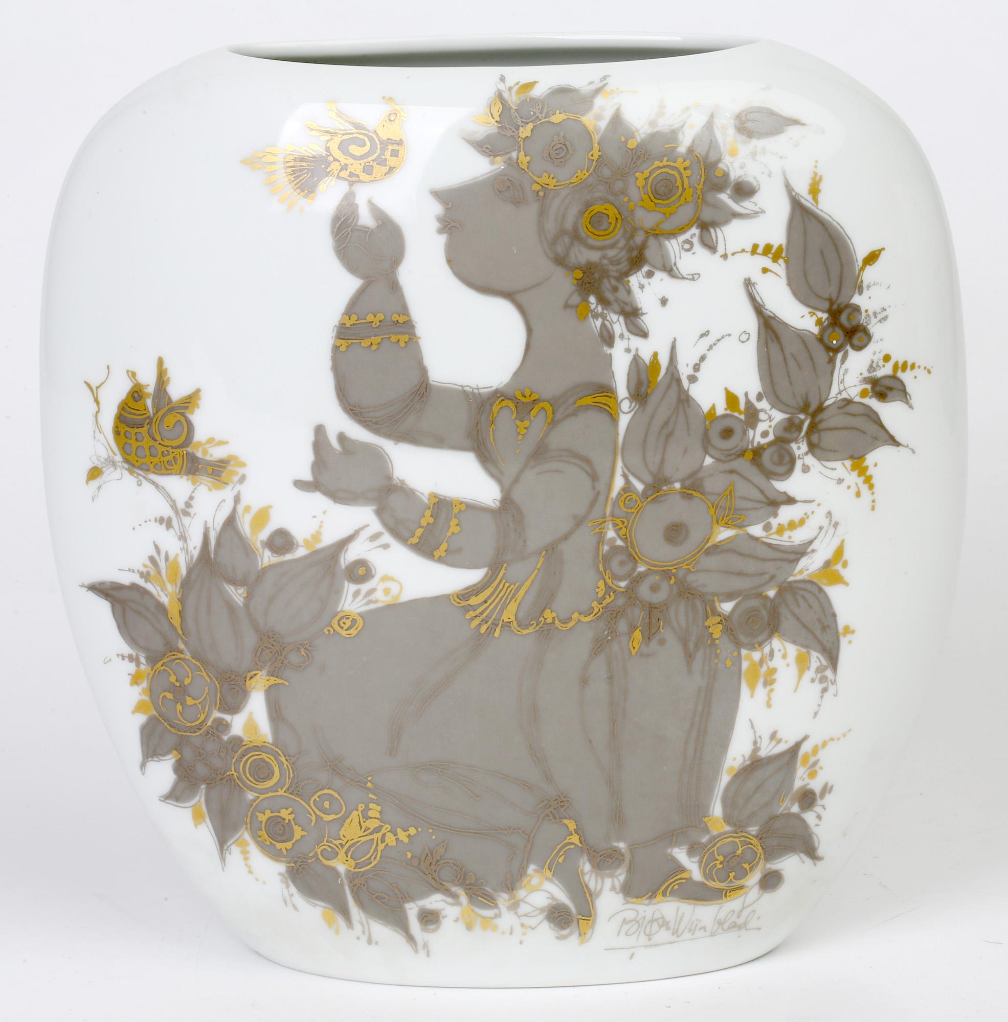 Bjorn Wiinblad for Rosenthal Midcentury Porcelain Empress Samuramat Vase 3