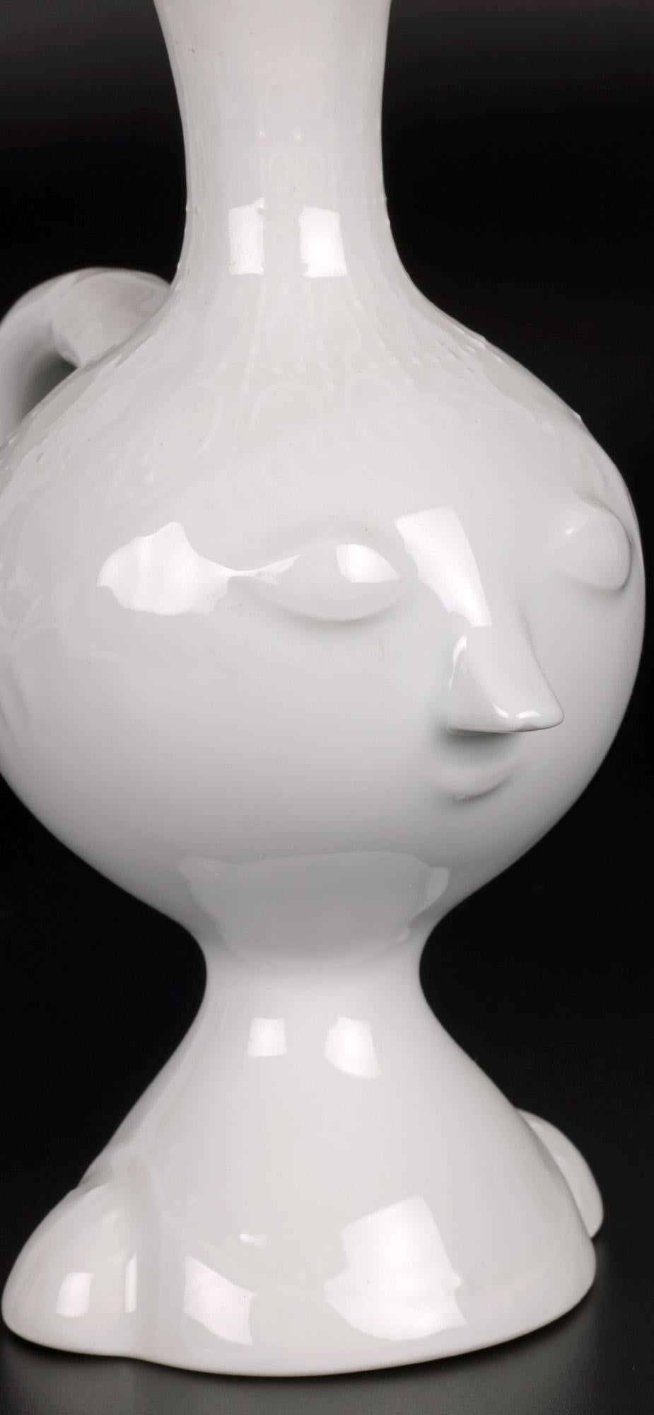 Bjorn Wiinblad for Rosenthal Midcentury Porcelain Face Lidded Jug For Sale 9