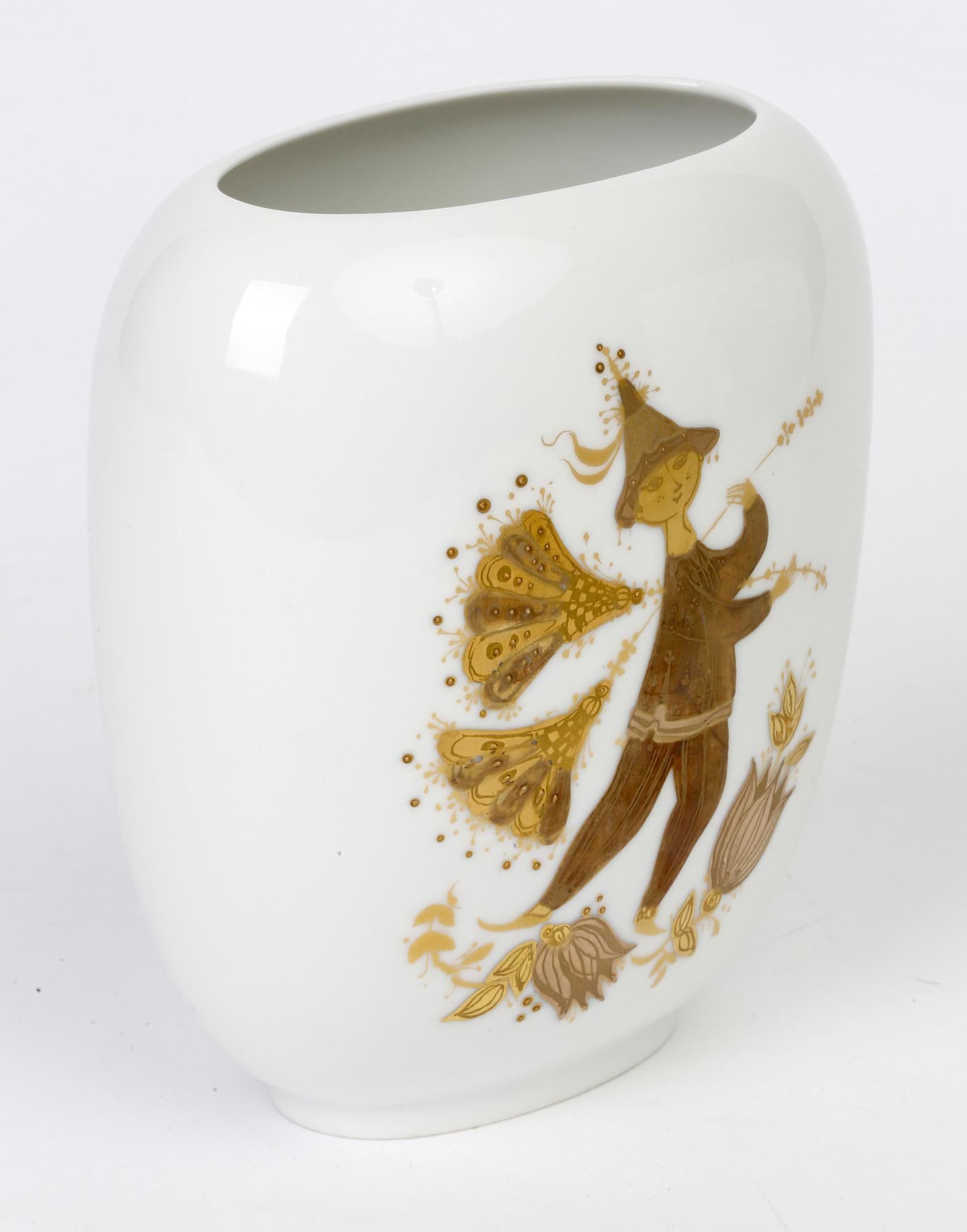 Bjorn Wiinblad for Rosenthal Midcentury Romantic Pattern Quatre Couleurs Vase 1