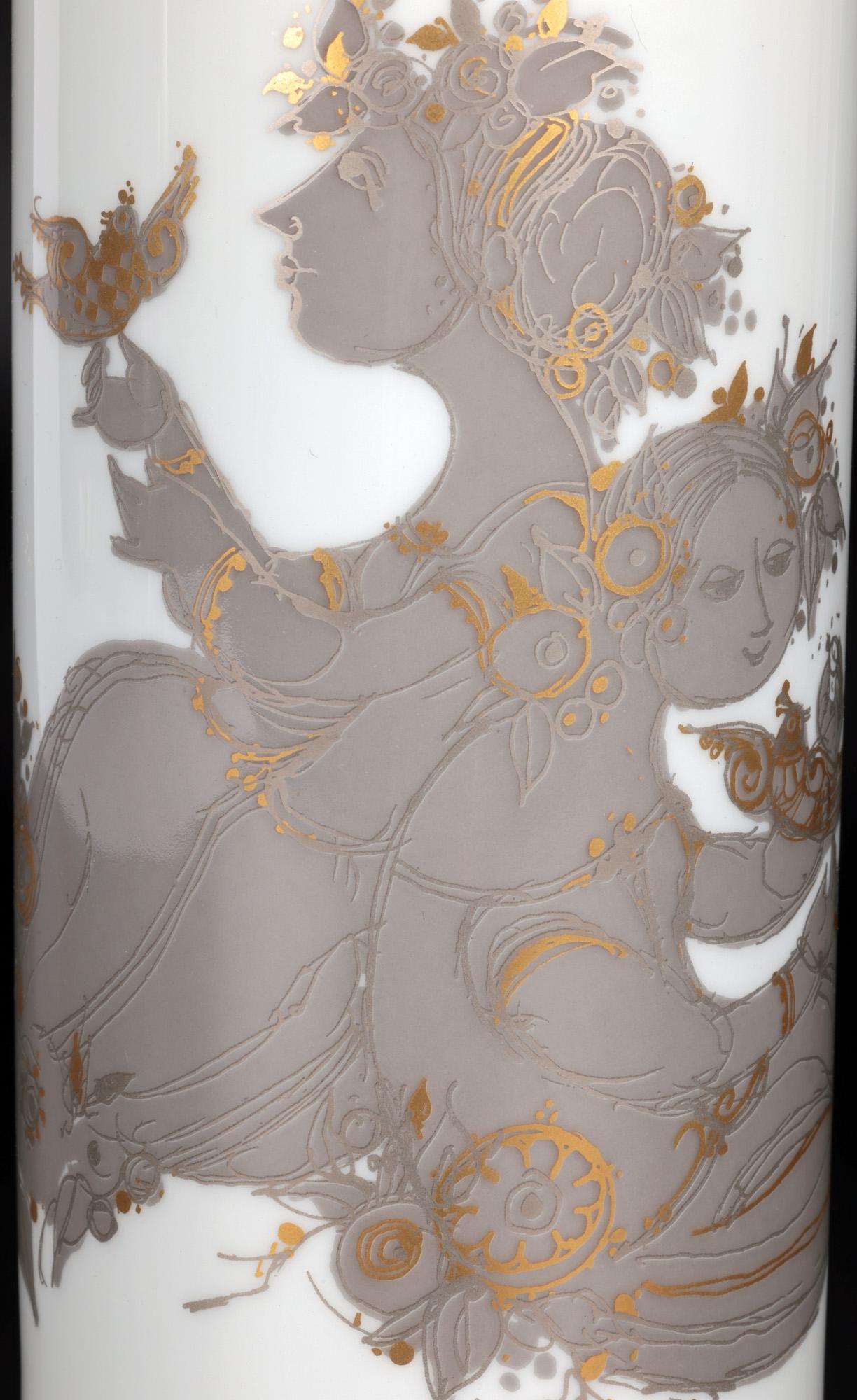 Mid-Century Modern Bjorn Wiinblad for Rosenthal Midcentury Porcelain Empress Samuramat Vase For Sale