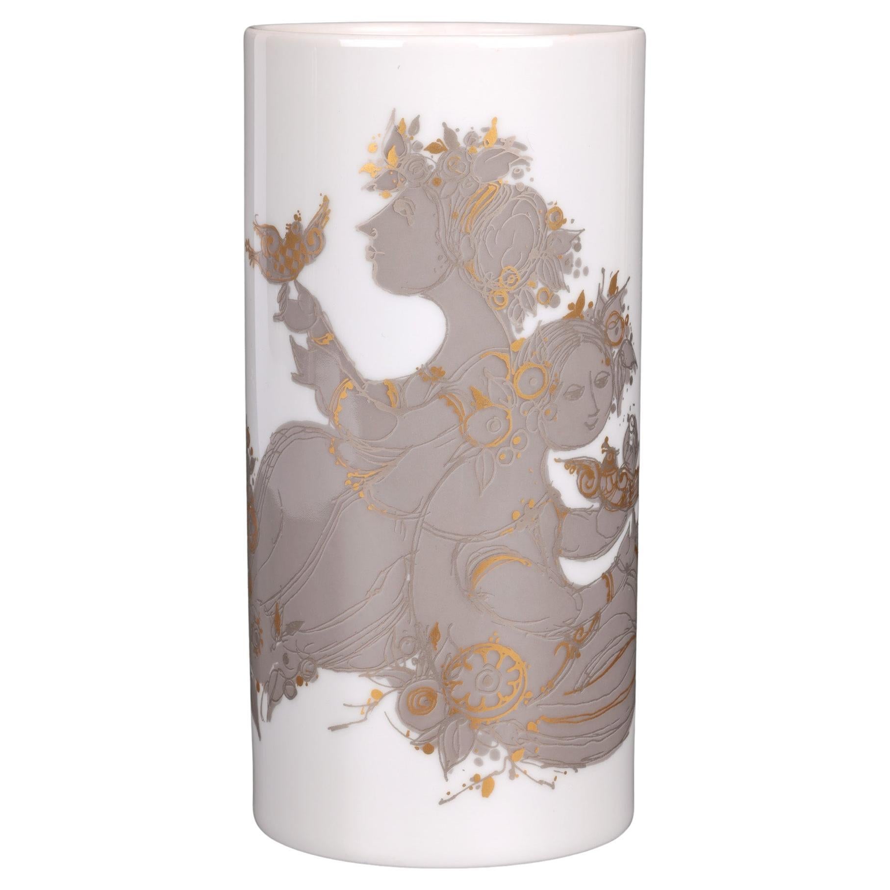 Bjorn Wiinblad for Rosenthal Midcentury Porcelain Empress Samuramat Vase For Sale