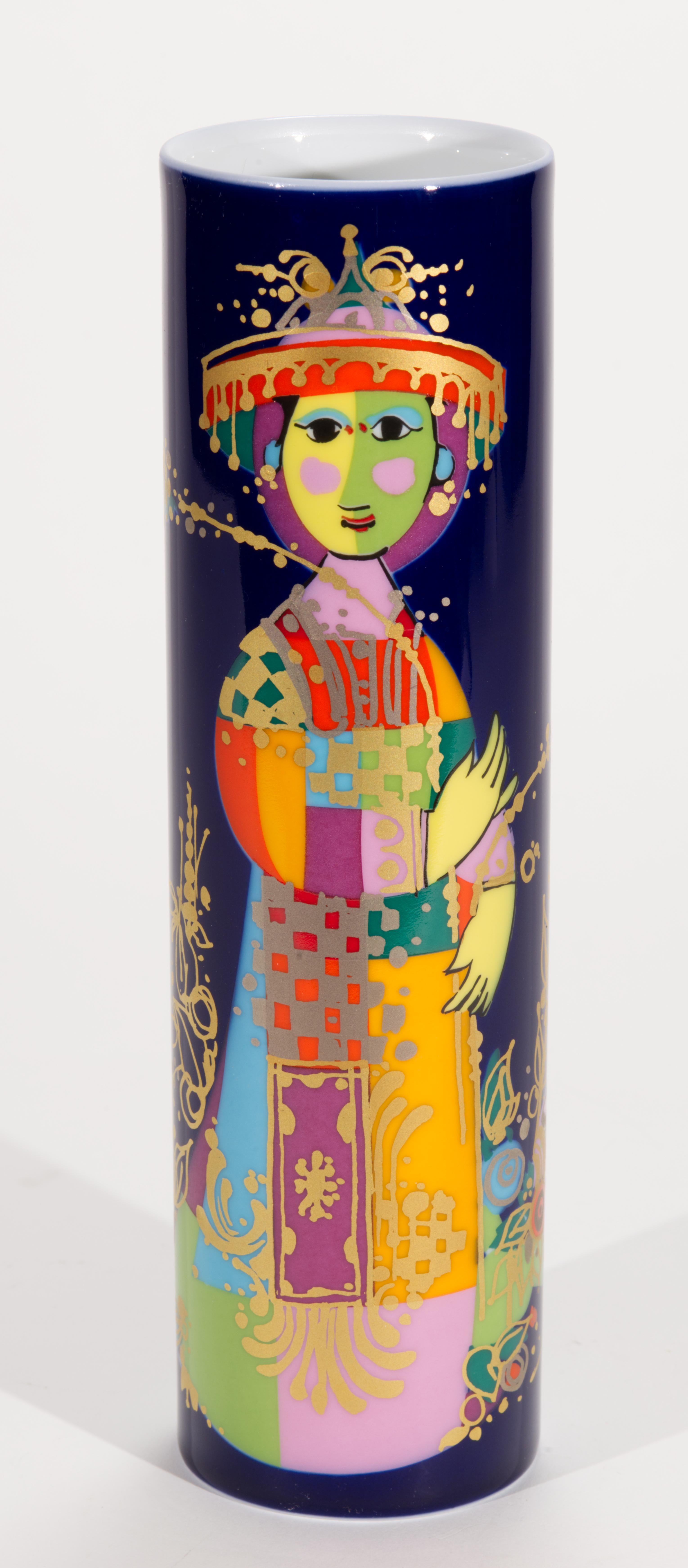 XX secolo Vaso in porcellana Bjorn Wiinblad per Rosenthal, serie 1001 Nights in vendita