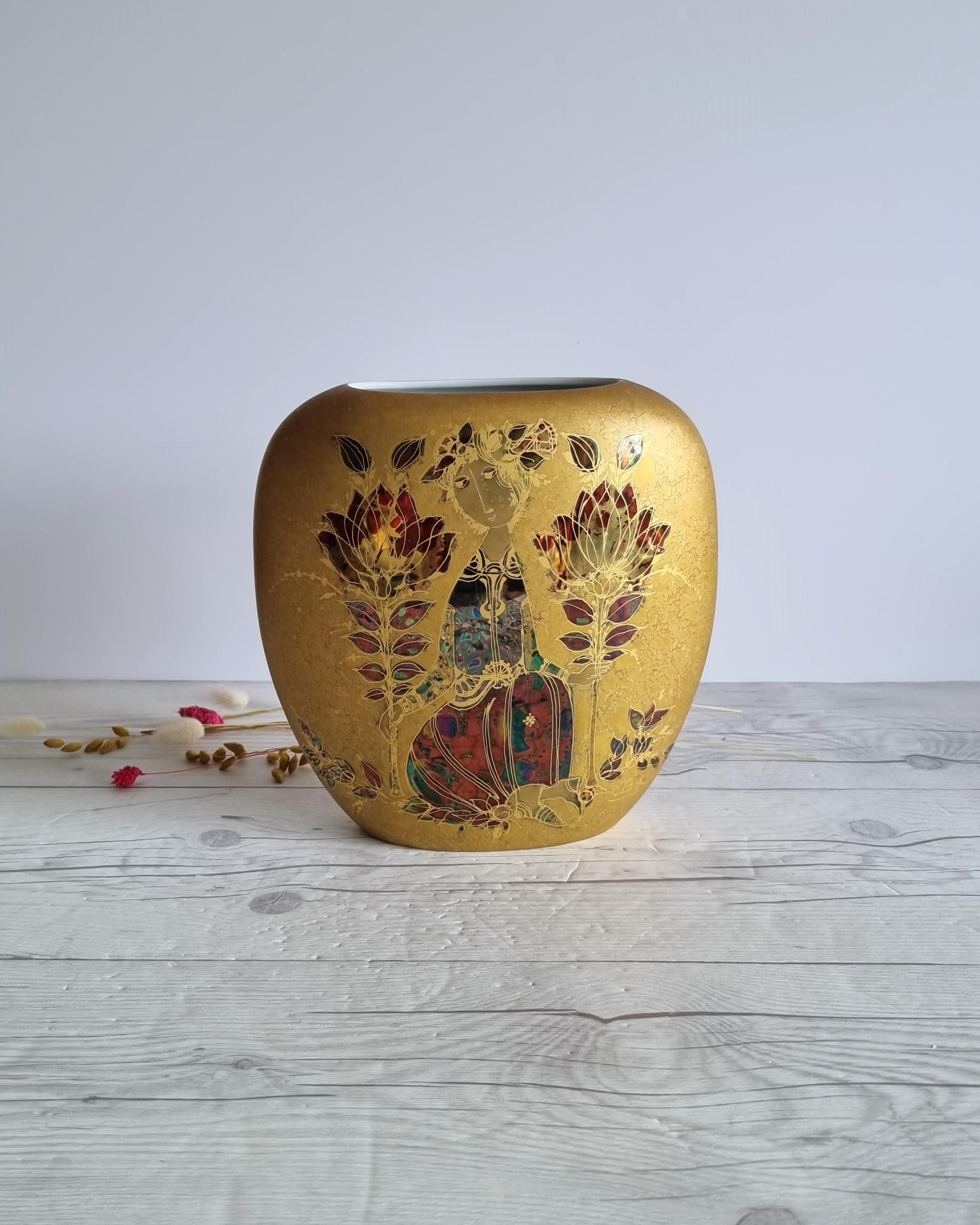 Bjorn Wiinblad for Rosenthal, Samuramat Series, Porcelain Goldfire Glaze Pillow 5