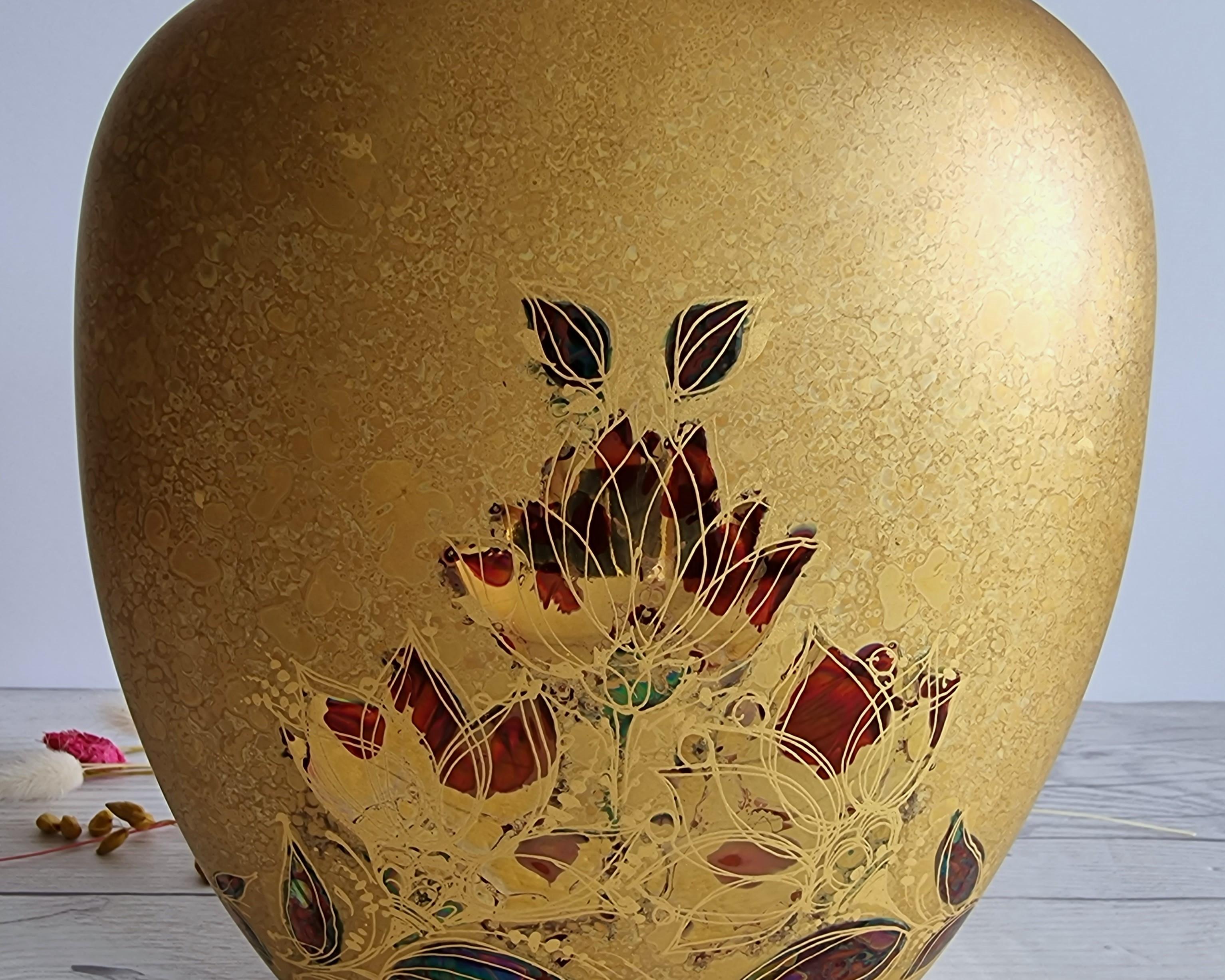 Bjorn Wiinblad for Rosenthal, Samuramat Series, Porcelain Goldfire Glaze Pillow 1