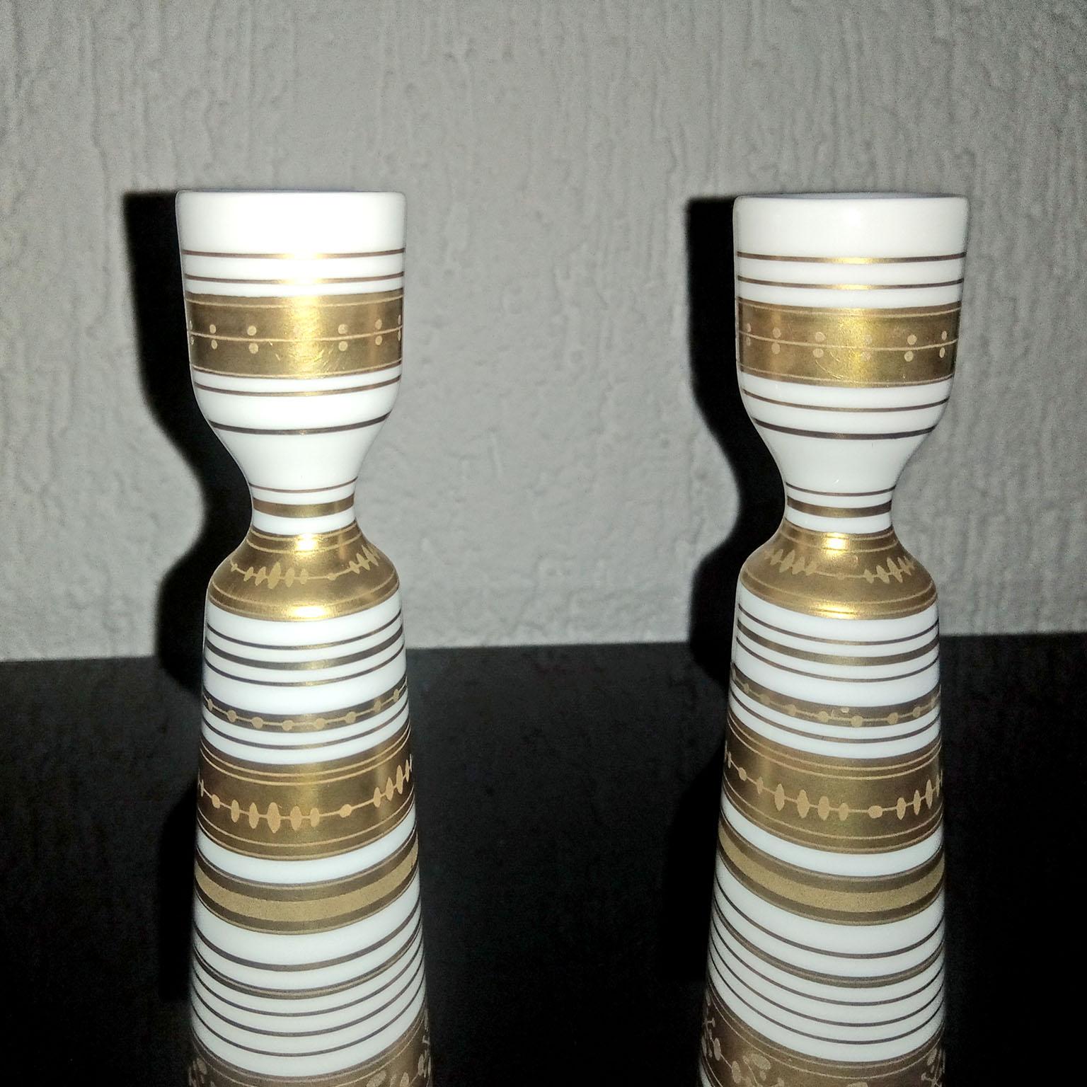 Bjorn Wiinblad for Rosenthal Studio Line, Pair of Porcelain Candlesticks 1
