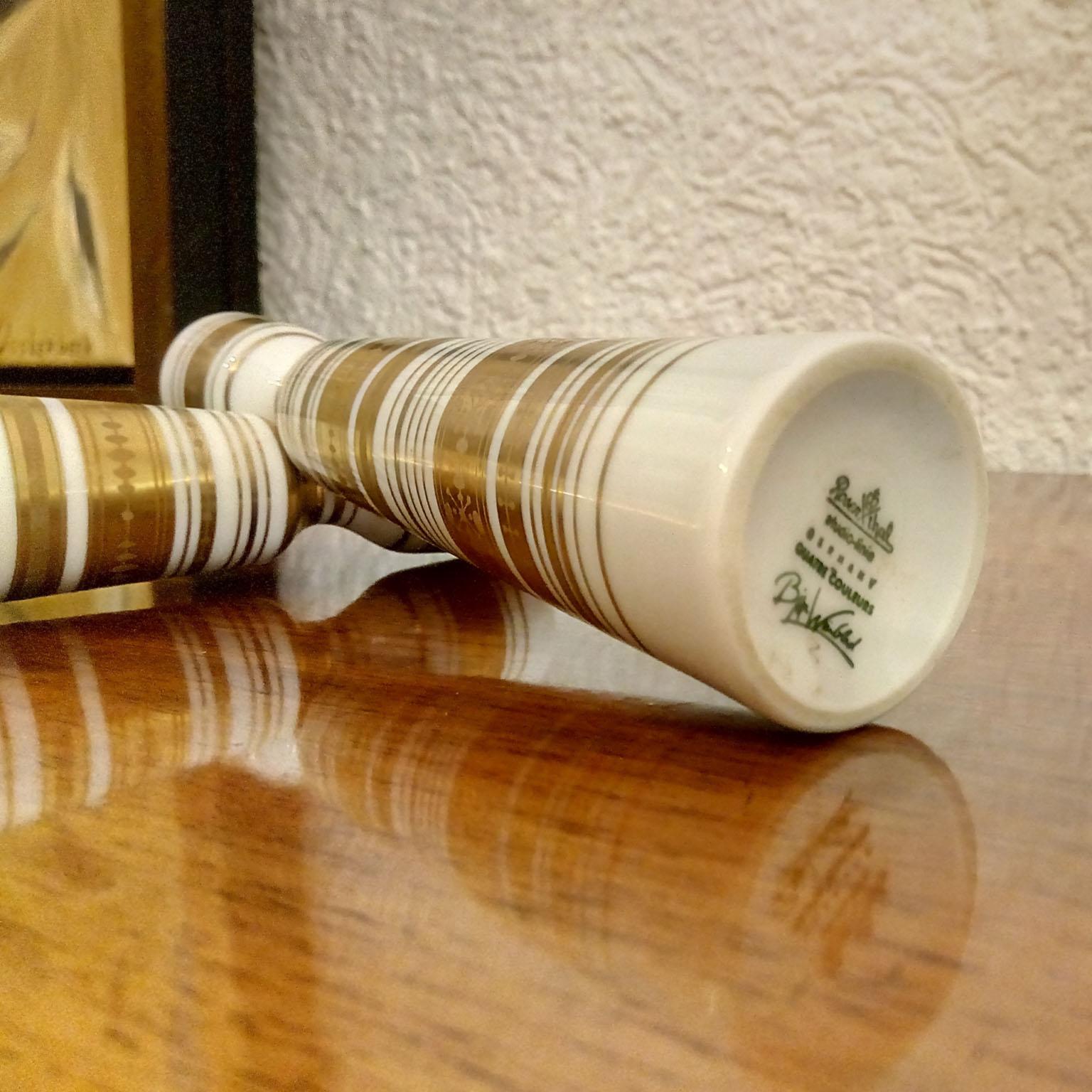 German Bjorn Wiinblad for Rosenthal Studio Line, Pair of Porcelain Candlesticks