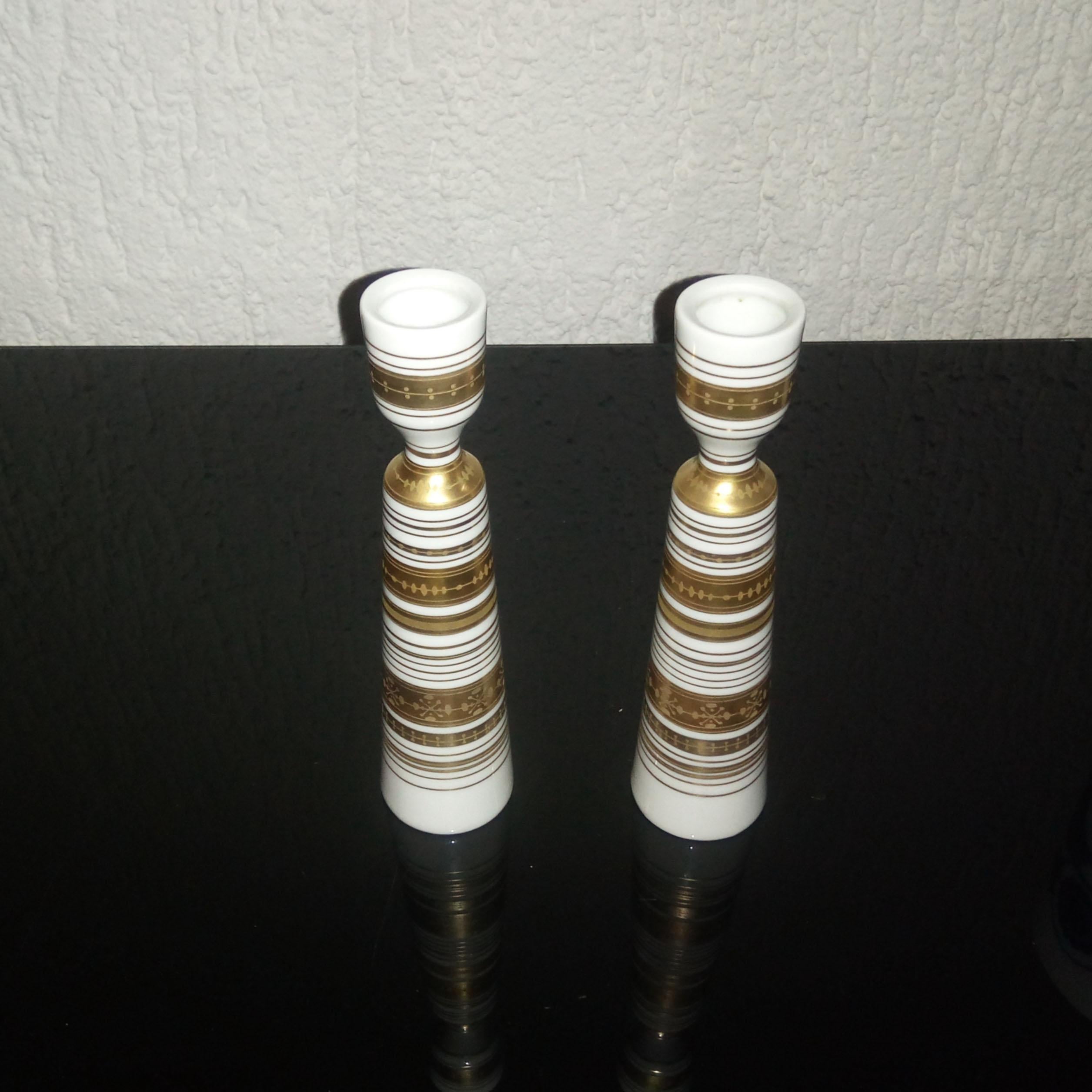 Late 20th Century Bjorn Wiinblad for Rosenthal Studio Line, Pair of Porcelain Candlesticks