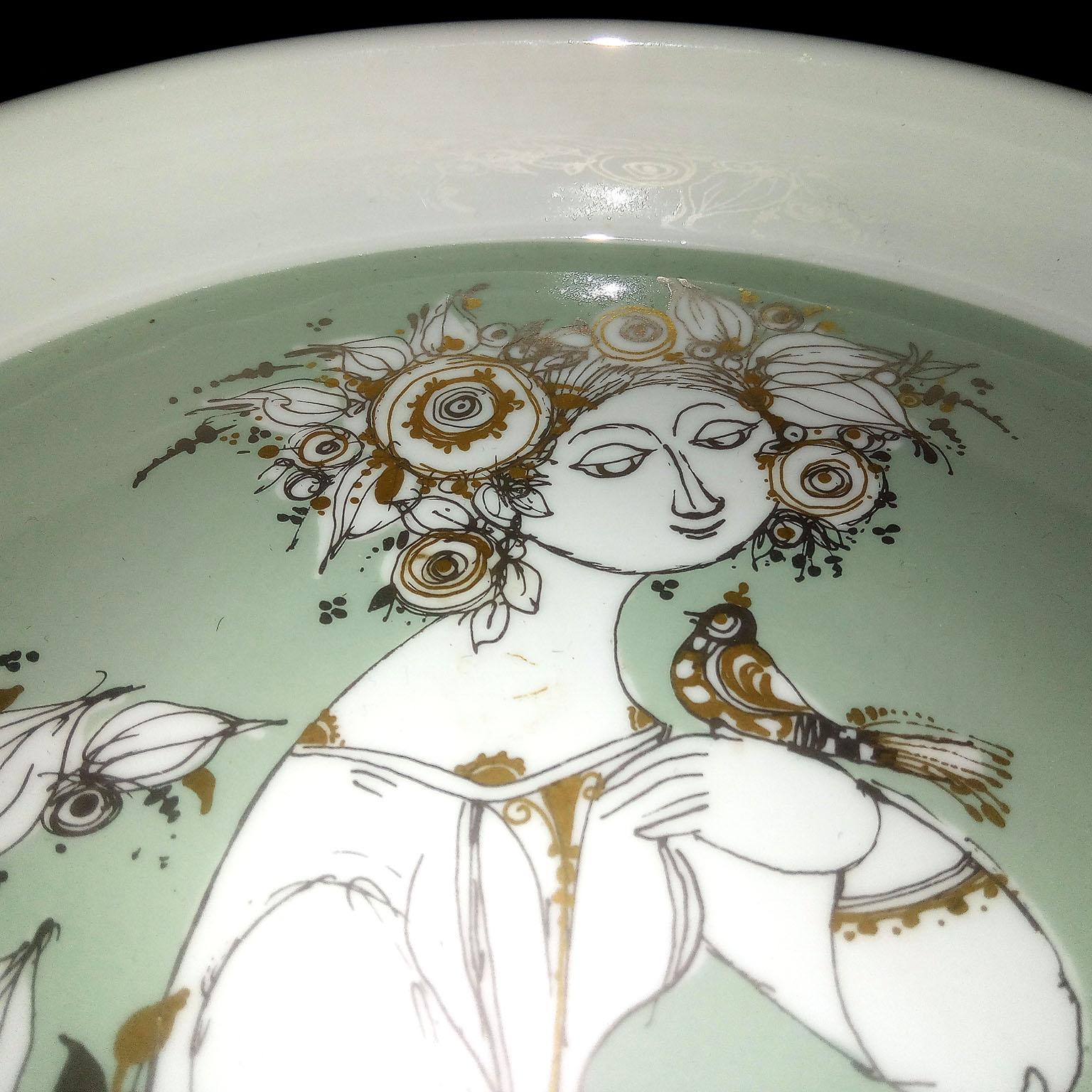 Mid-Century Modern Bjorn Wiinblad for Rosenthal Studio Line, Porcelain Dish For Sale