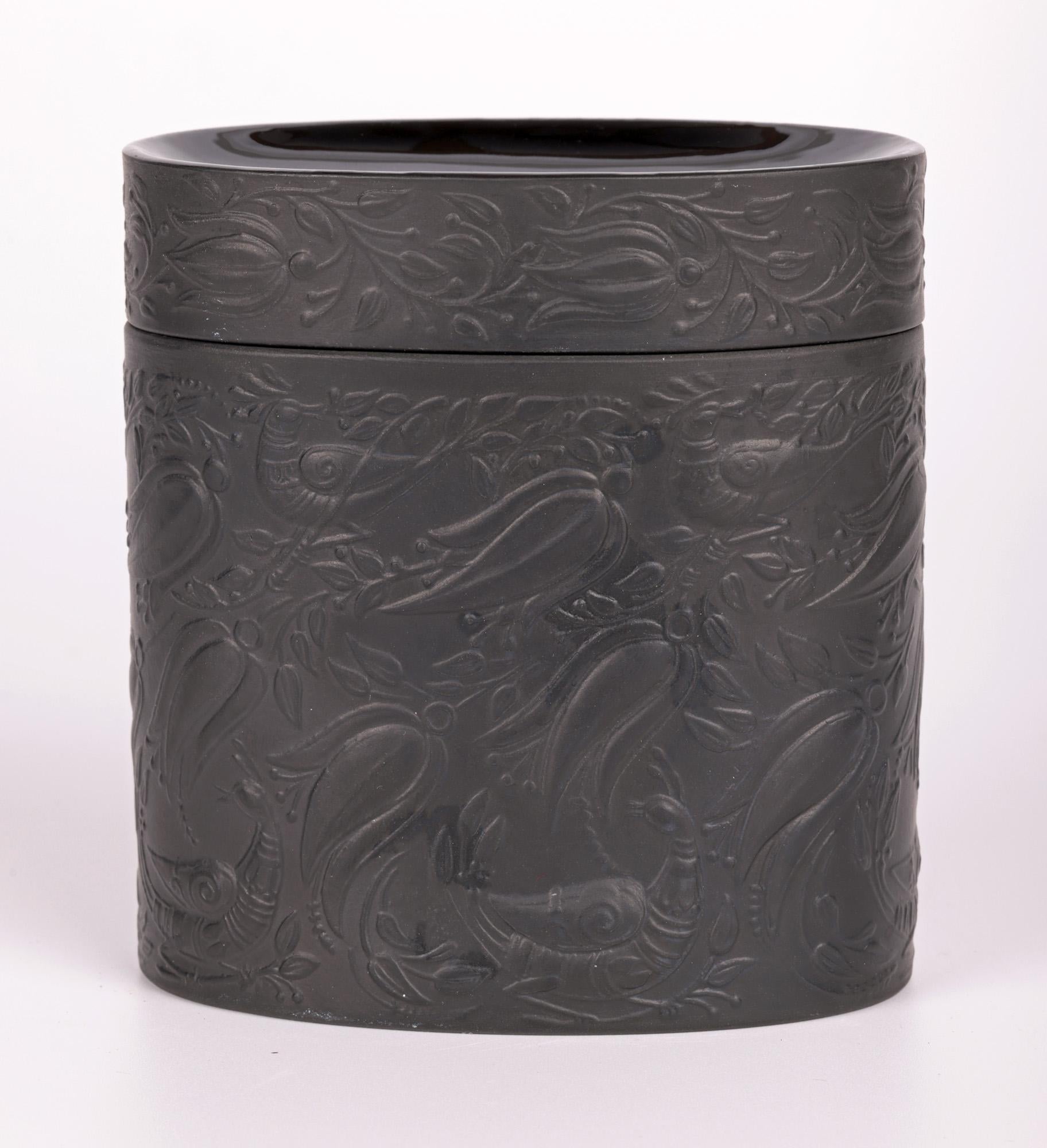 Bjorn Wiinblad for Rosenthal Studio-Linie Black Porcelain Bird Pot For Sale 2