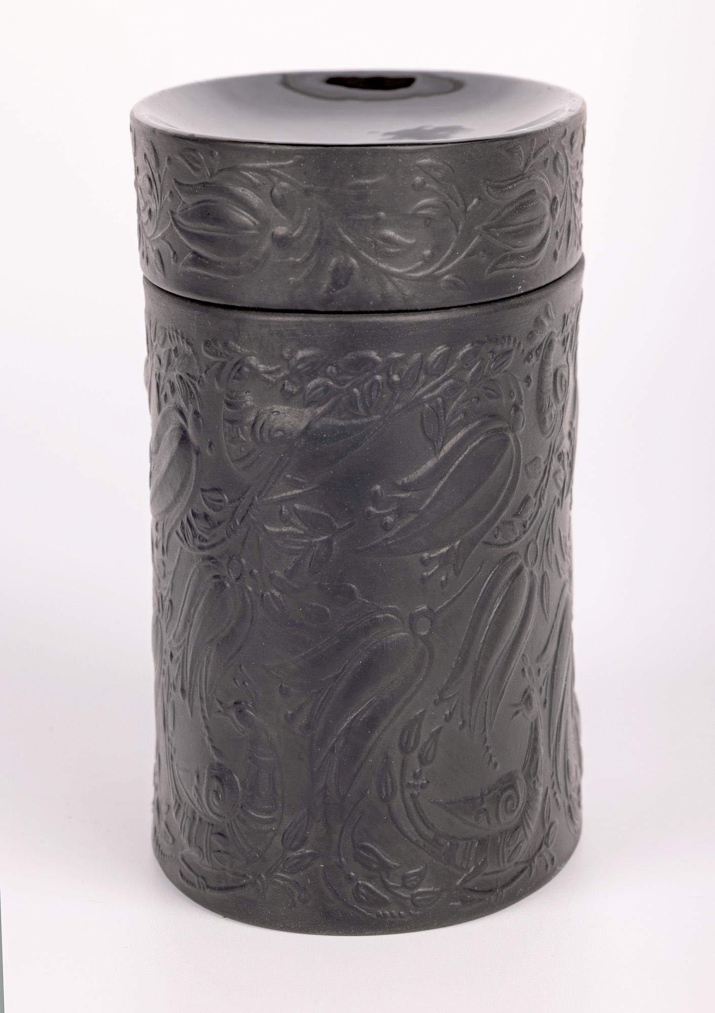 Bjorn Wiinblad for Rosenthal Studio-Linie Black Porcelain Bird Pot For Sale 4