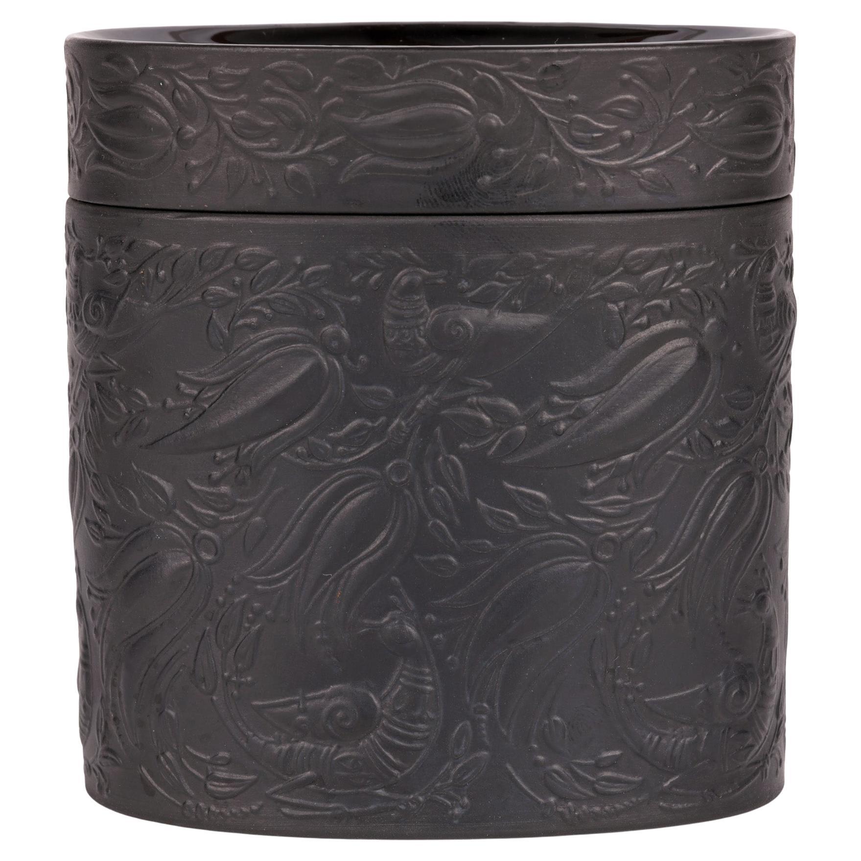 Bjorn Wiinblad for Rosenthal Studio-Linie Black Porcelain Bird Pot For Sale