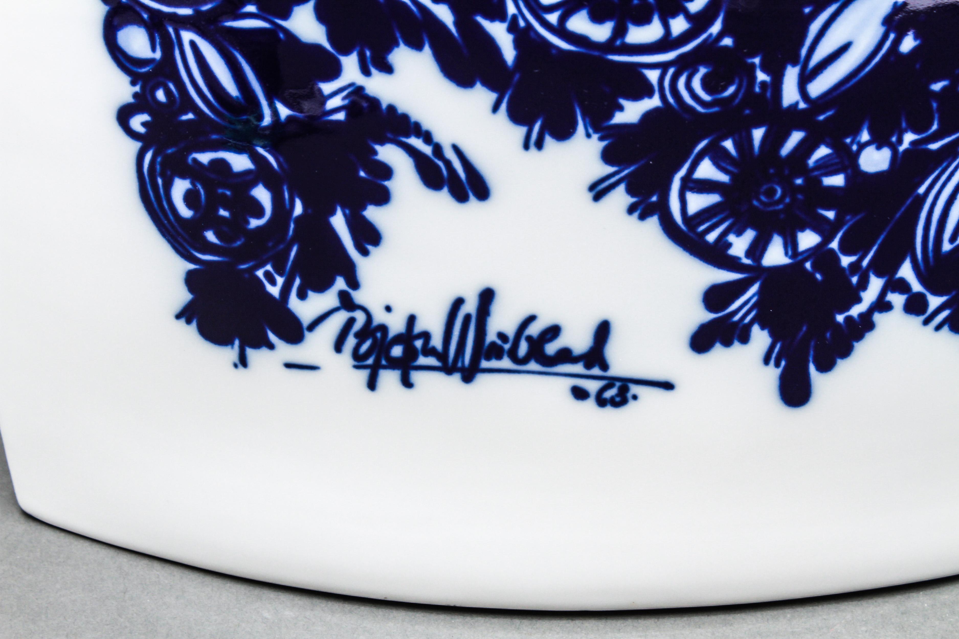 German Bjorn Wiinblad For Rosenthal Studio-Linie Mid-Century Large Blue & White Vase