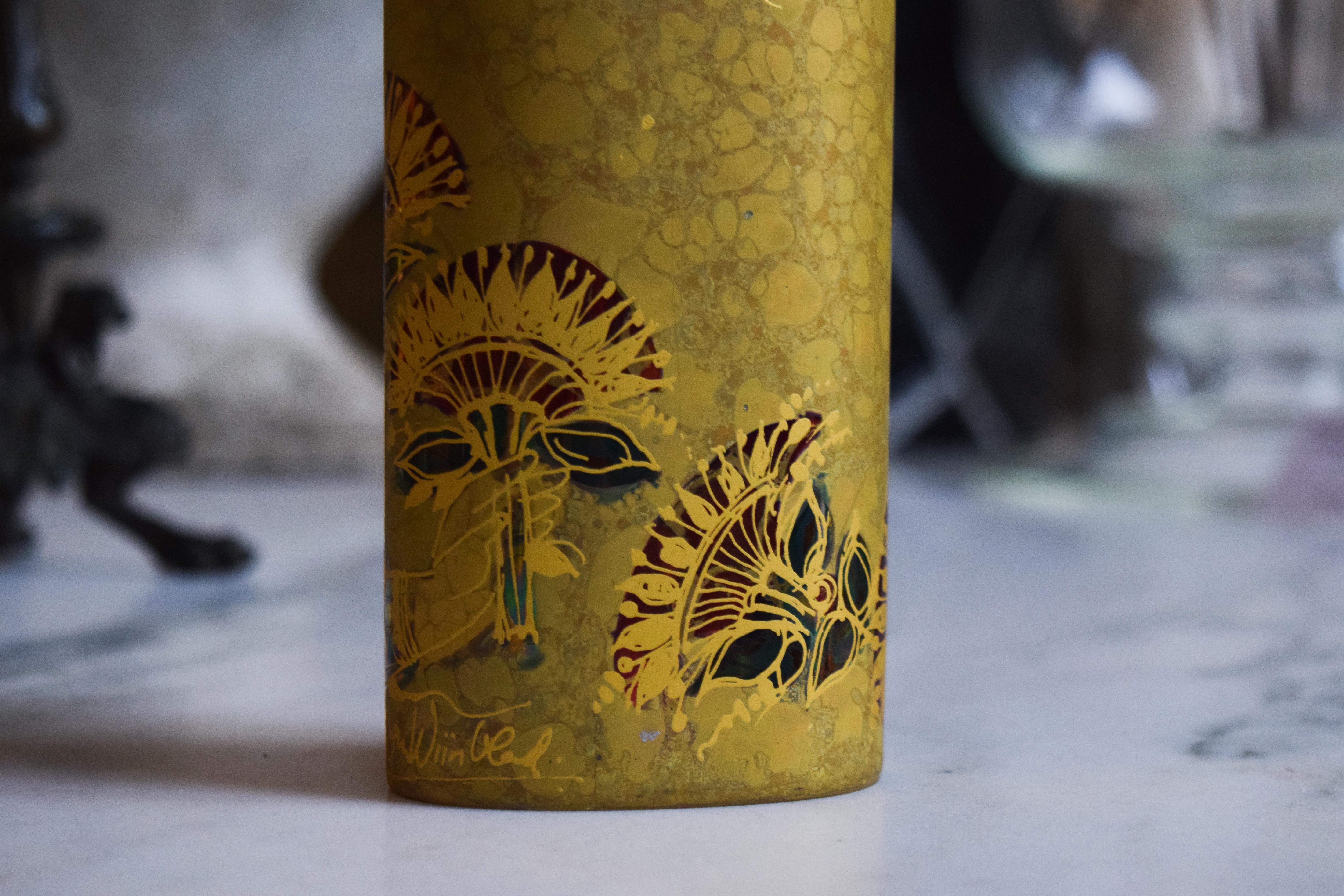 Painted Bjorn Wiinblad, Gold Signed Vase