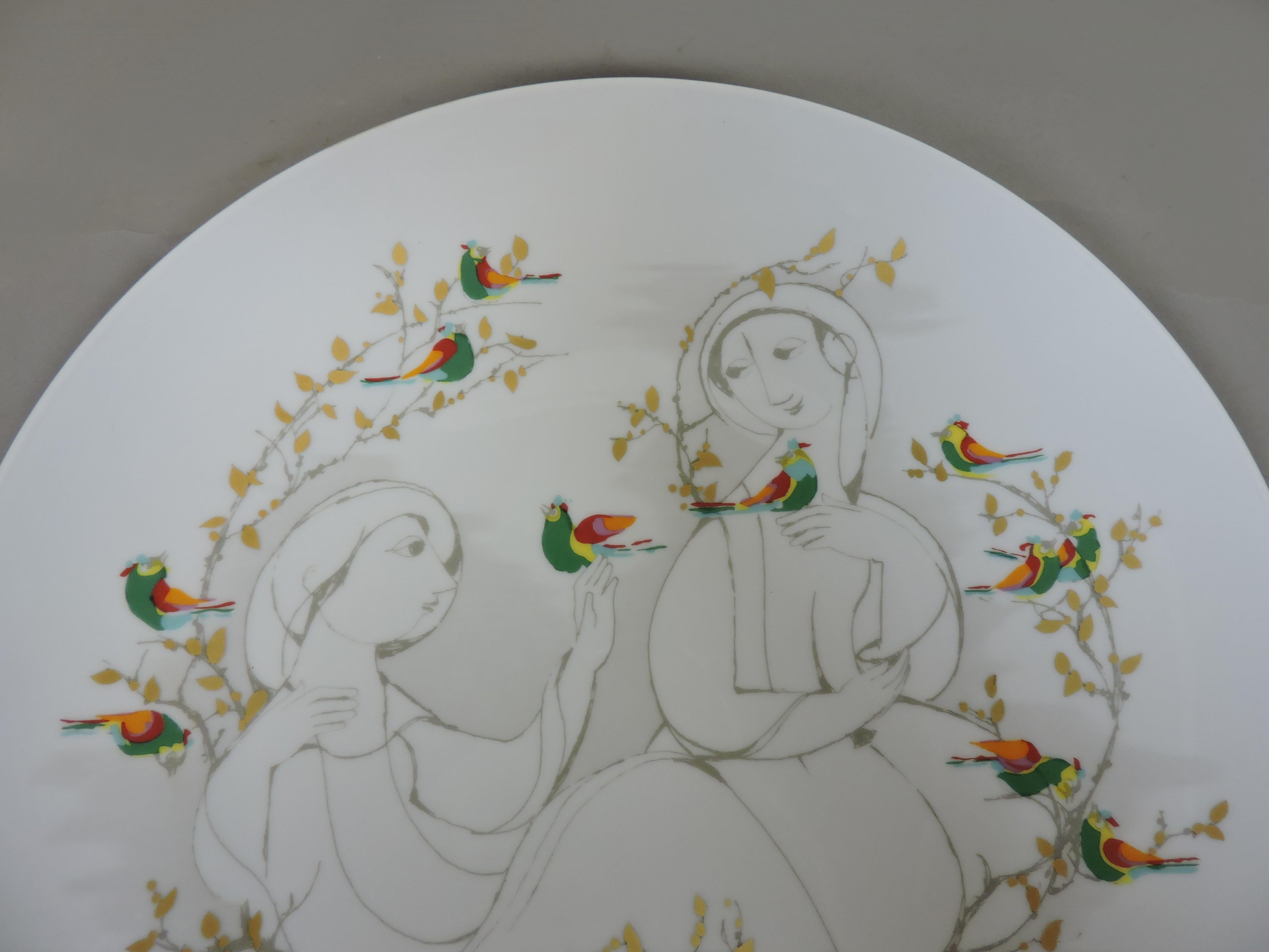 German Bjorn Wiinblad Large Porcelain Charger Platter for Rosenthal Studio Linie