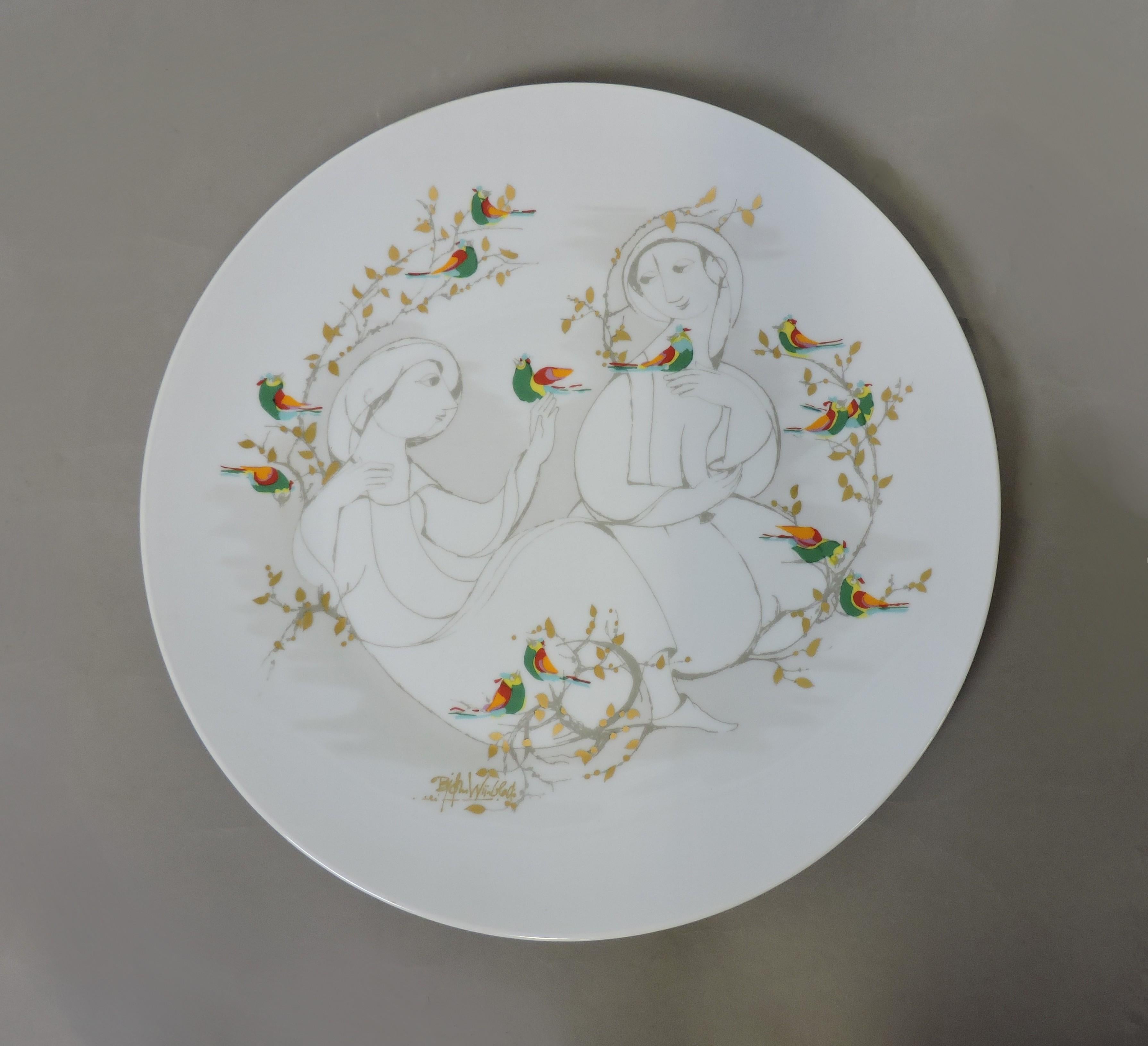 Gold Bjorn Wiinblad Large Porcelain Charger Platter for Rosenthal Studio Linie