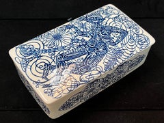 Bjorn Wiinblad Pen and Ink Transfer Ceramic Lidded Box Nymolle Denmark