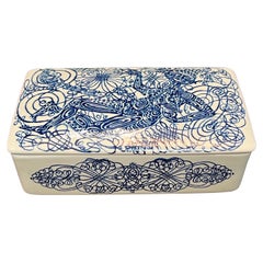Bjorn Wiinblad Pen and Ink Transfer Ceramic Lidded Box Nymolle Denmark