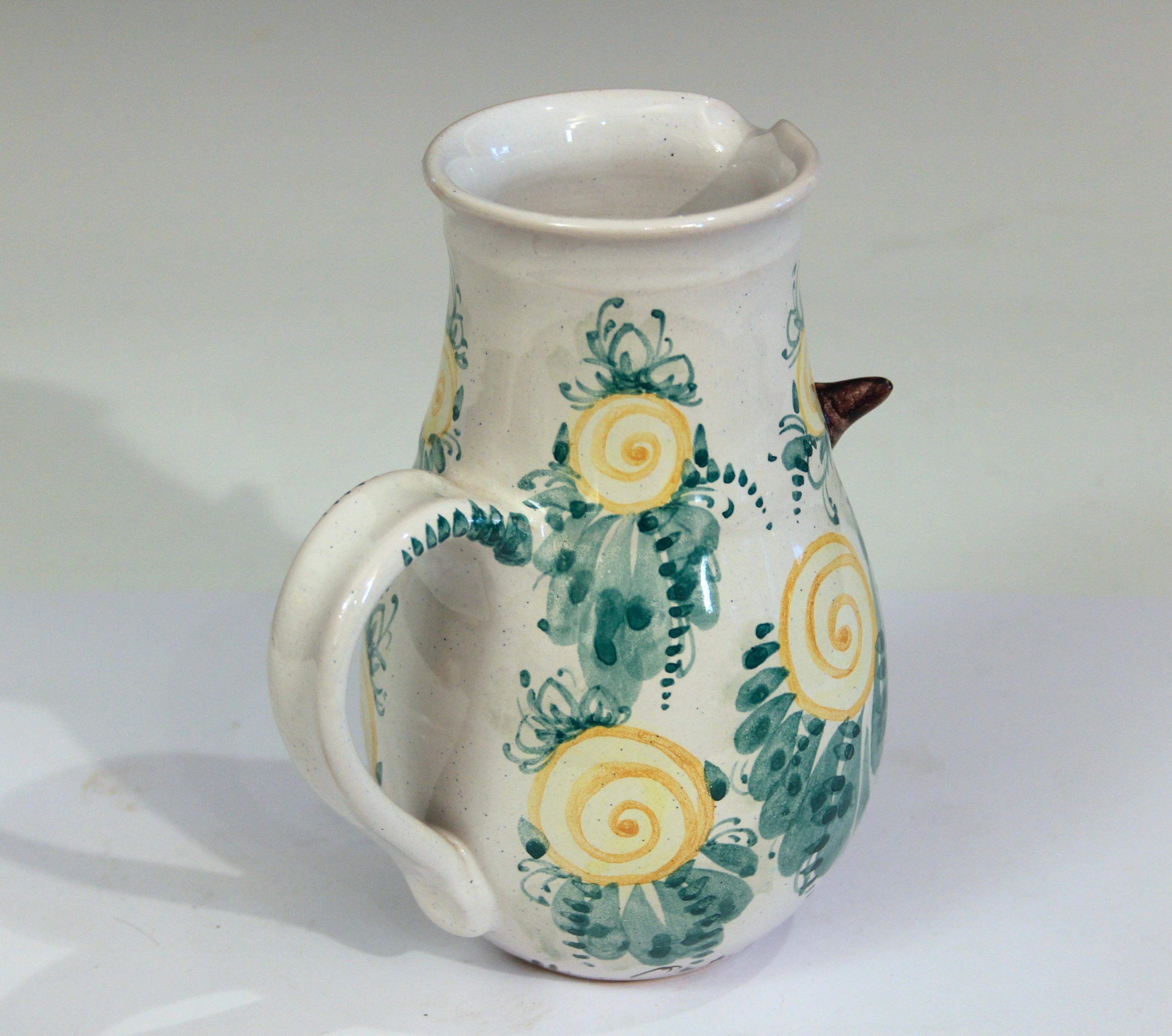 Mid-Century Modern Bjorn Wiinblad Pottery Vintage Finnish Pitcher Vase Studio Signed Label