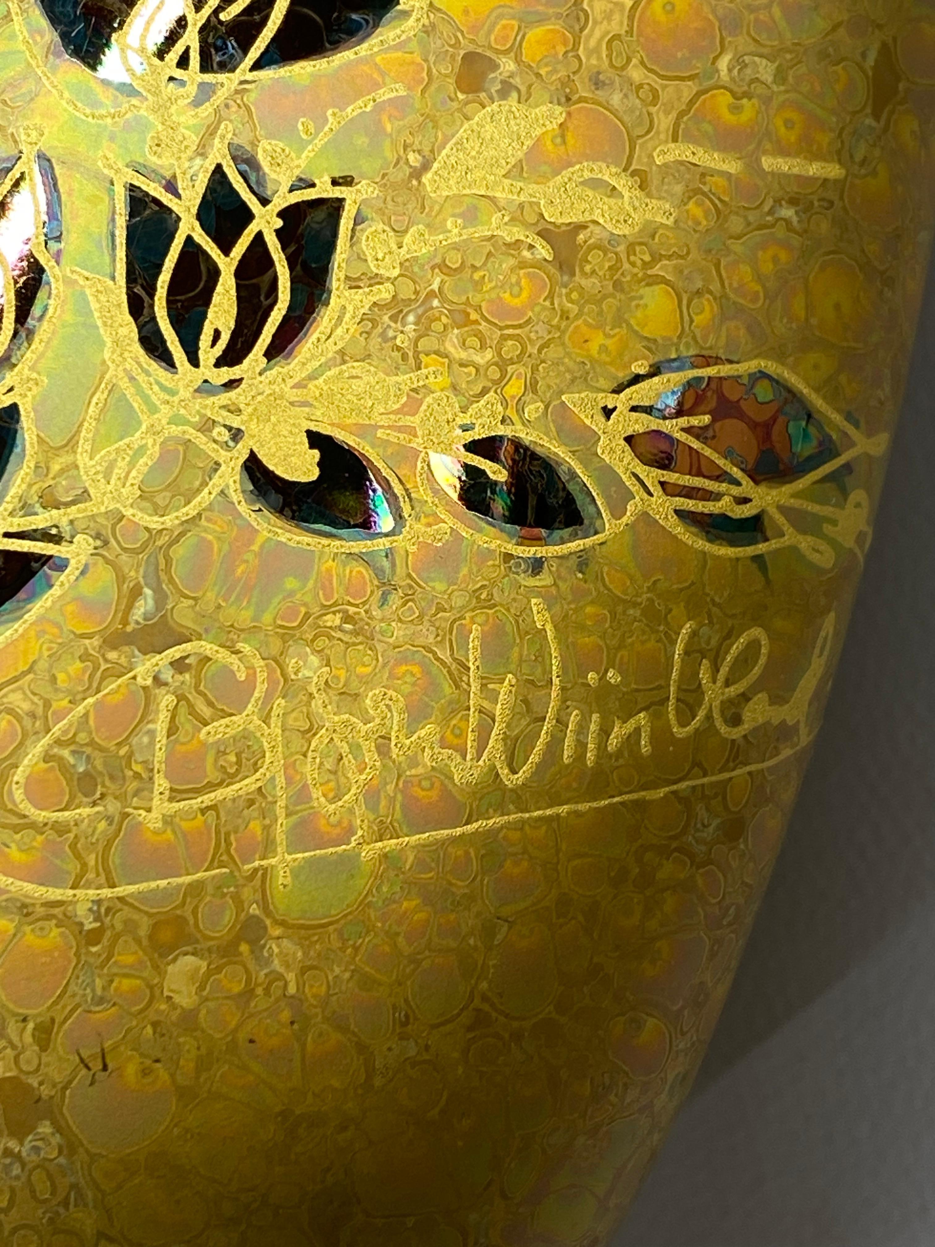 Bjorn Wiinblad Rosenthal Porcelain Gold Glaze Shammuramat Series Pillow Vase in vendita 6