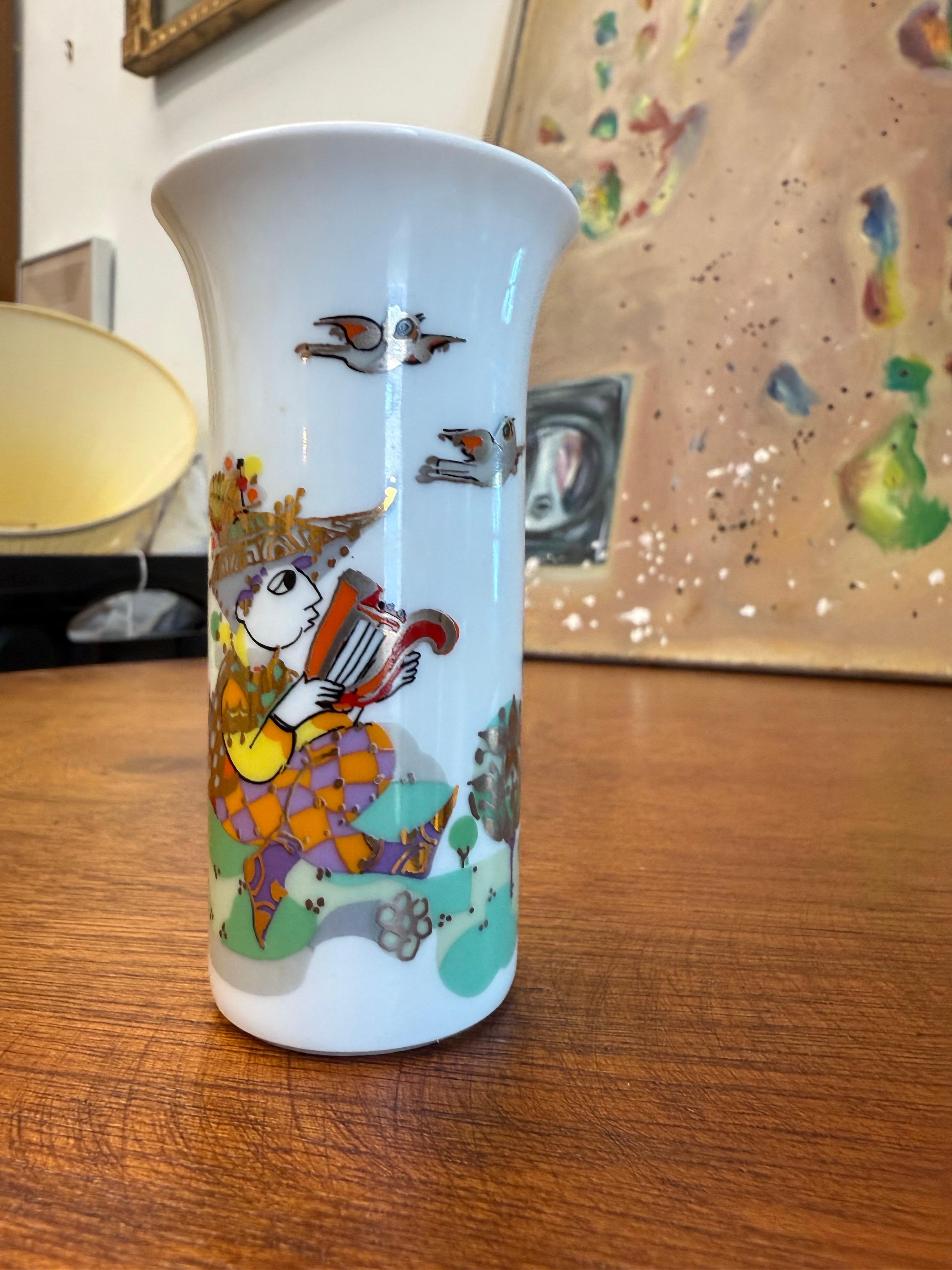 Hand-Painted Bjorn Wiinblad Rosenthal Vase For Sale