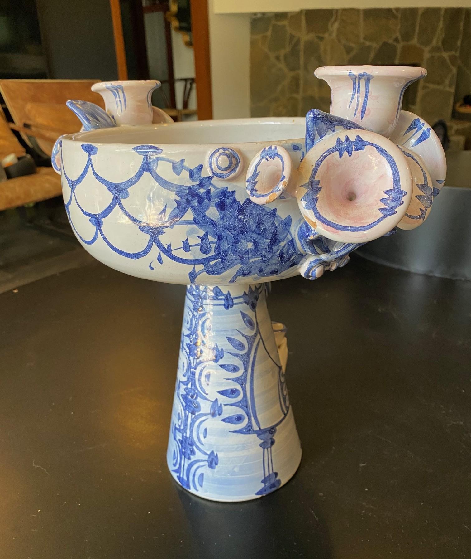 Bjorn Wiinblad Firmado Dinamarca Danesa Cerámica Candelabro Jarrón Escultura Eva V-14 en venta 2