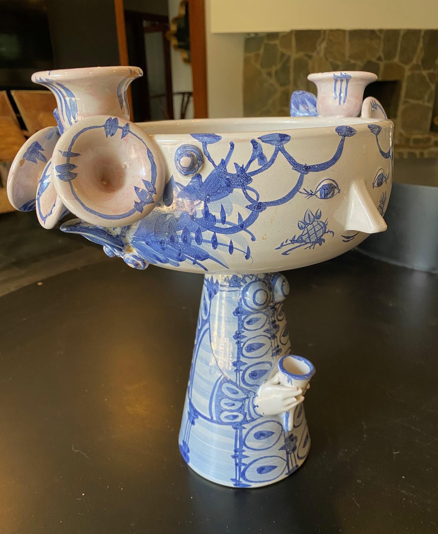 Bjorn Wiinblad Firmado Dinamarca Danesa Cerámica Candelabro Jarrón Escultura Eva V-14 en venta 6