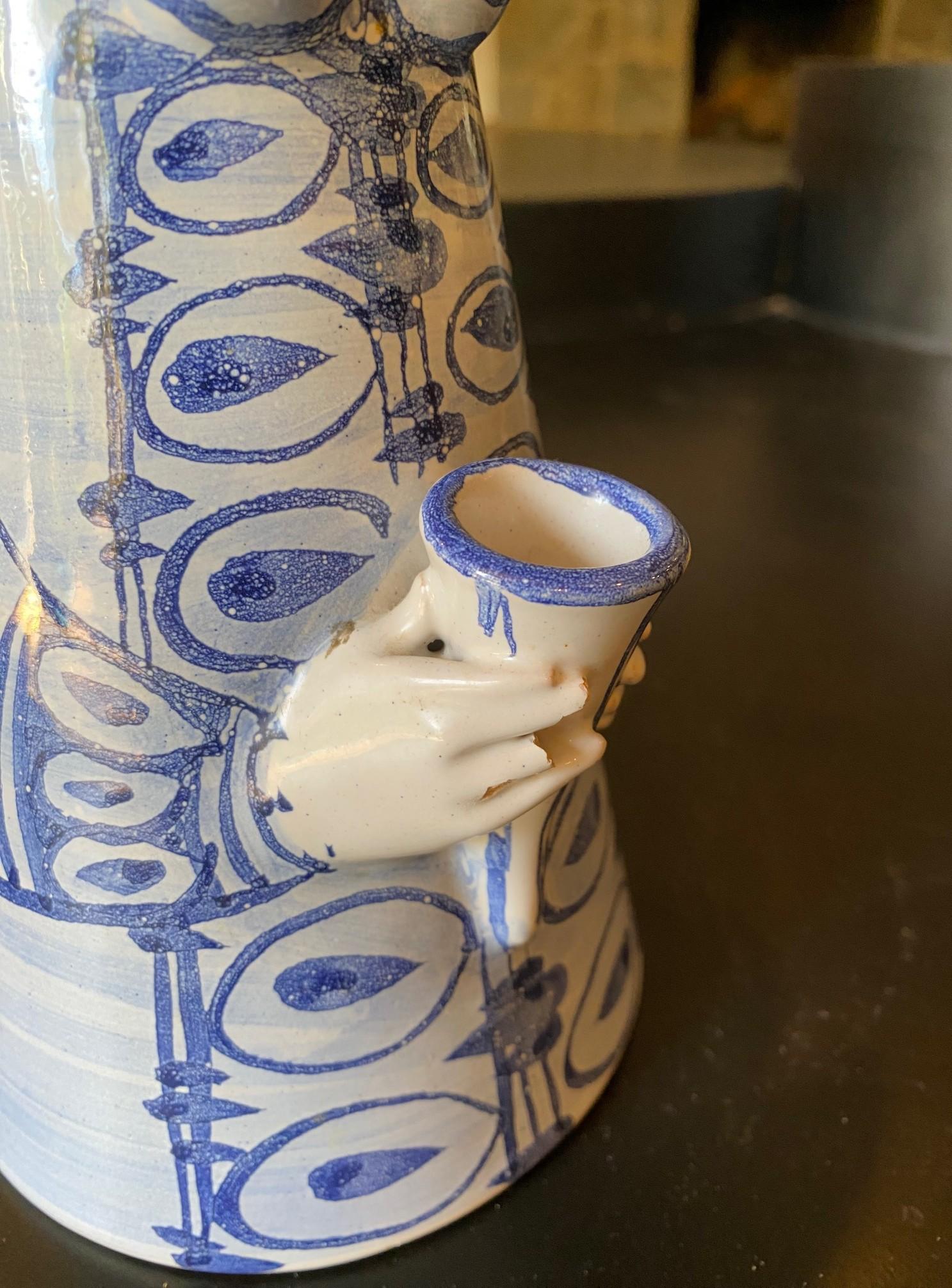 Bjorn Wiinblad Firmado Dinamarca Danesa Cerámica Candelabro Jarrón Escultura Eva V-14 en venta 7