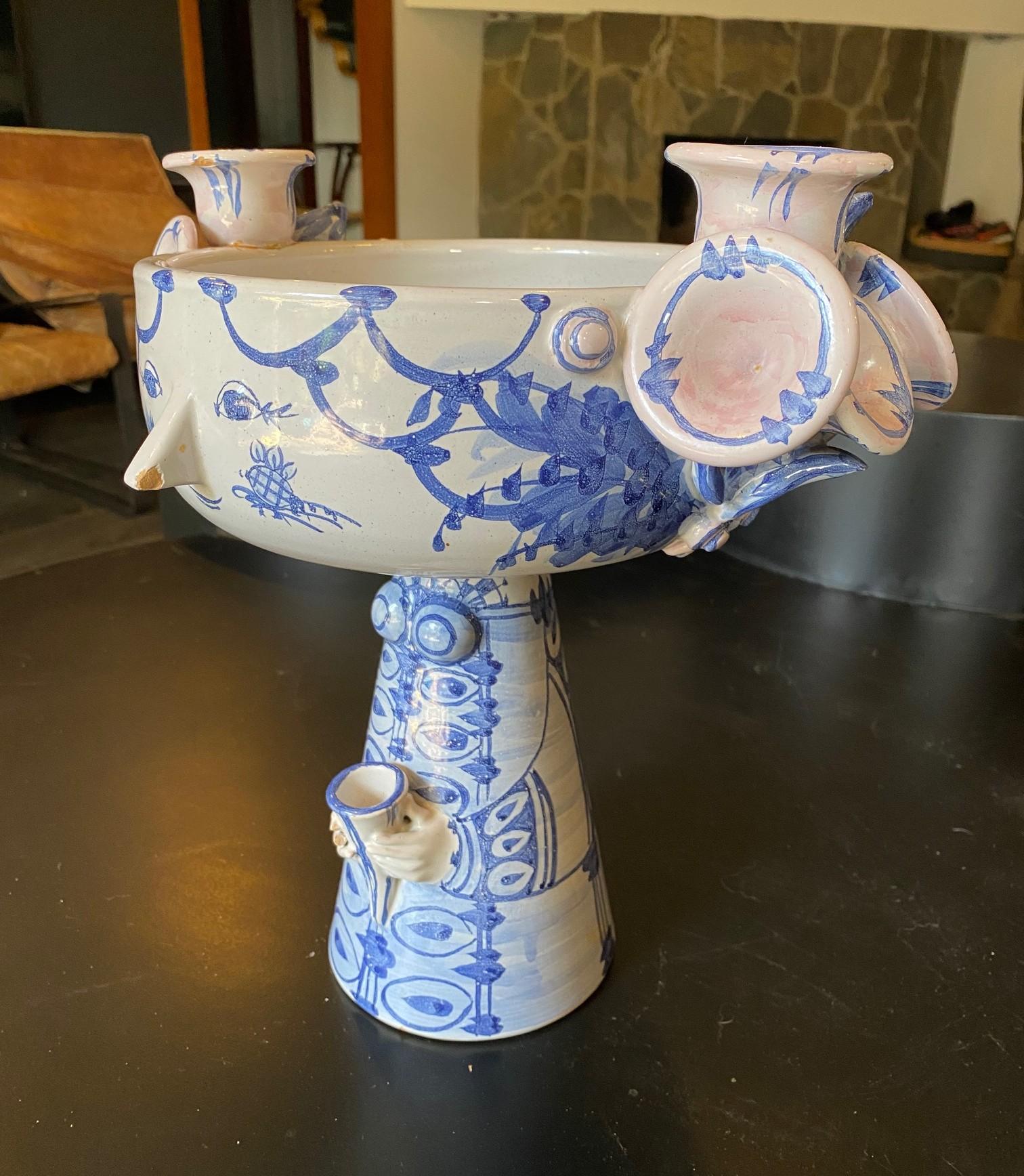Bjorn Wiinblad Firmado Dinamarca Danesa Cerámica Candelabro Jarrón Escultura Eva V-14 Danés en venta