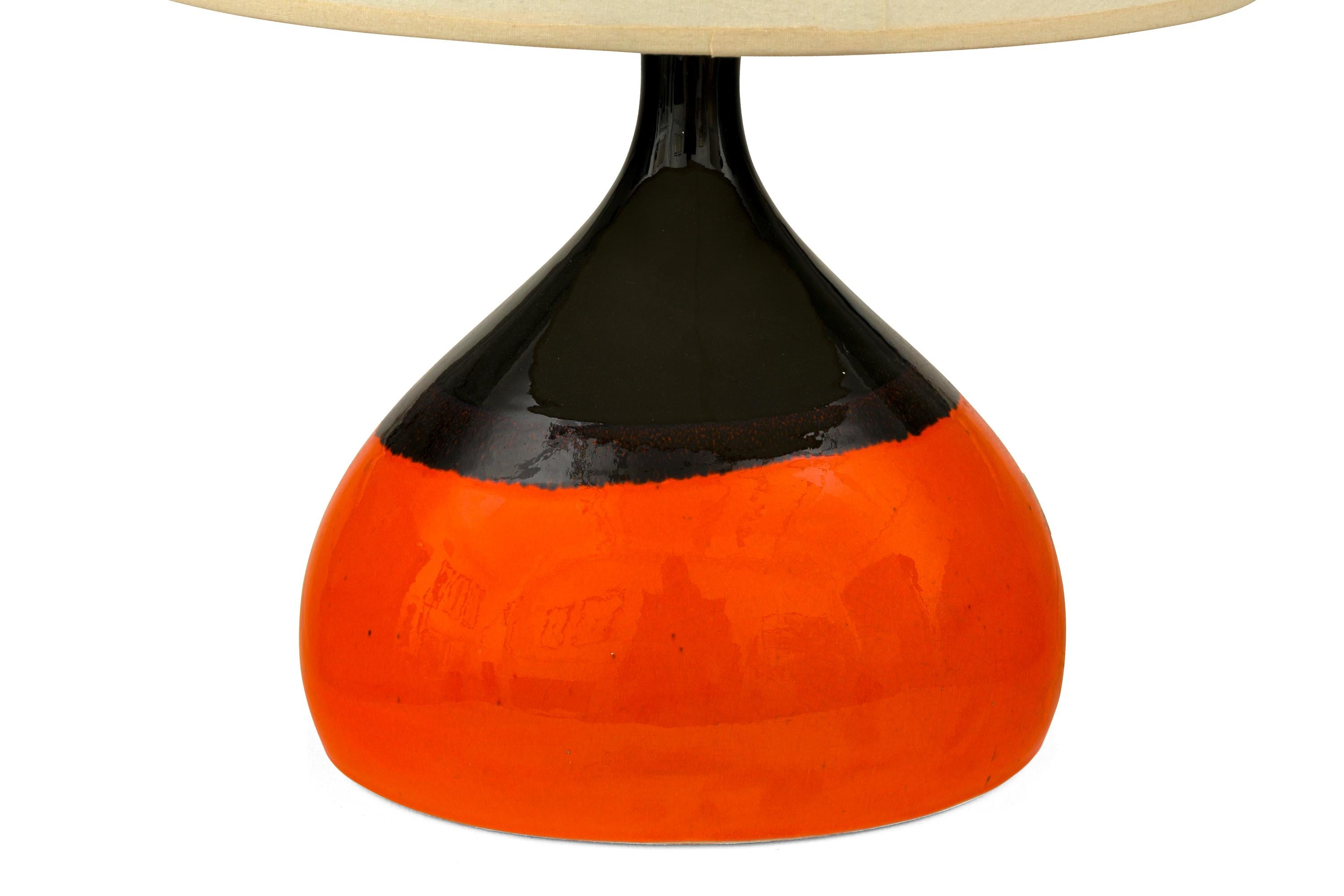 Bjorn Wiinblad Signed Orange Ceramic Table Lamps for Rosenthal, Denmark 1960s In Good Condition In New York, NY