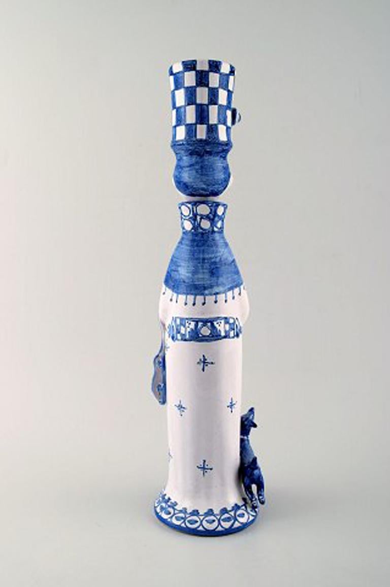 Scandinavian Modern Bjorn Wiinblad Unique Ceramic Figure, Winter in Blue 
