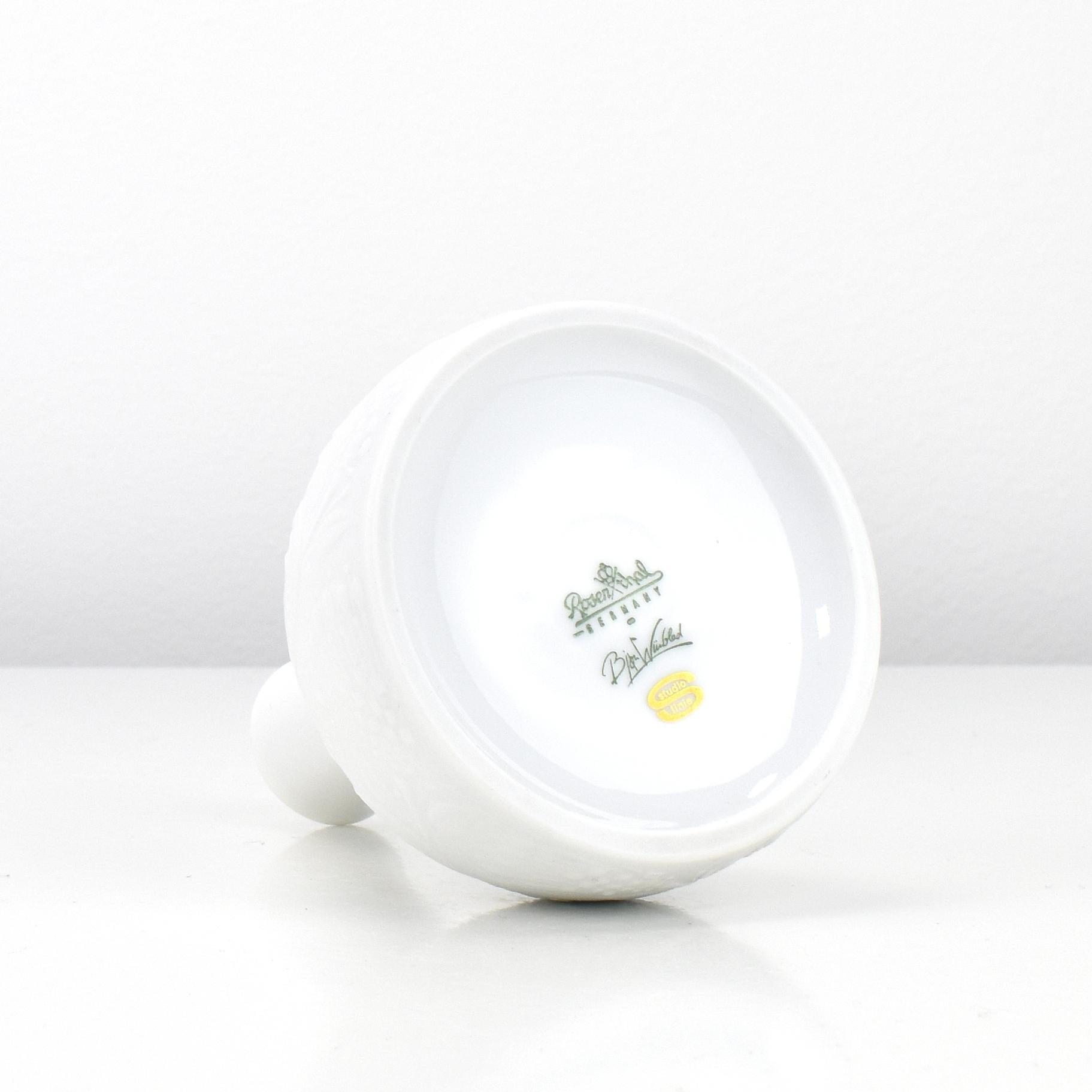 20th Century Björn Wiinblad Vase White Porcelain Rosenthal Studio-line Germany Dove Pattern For Sale