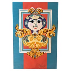Bjorn Wiinblad Vintage-Druck / signiert und datiert mit Bleistift