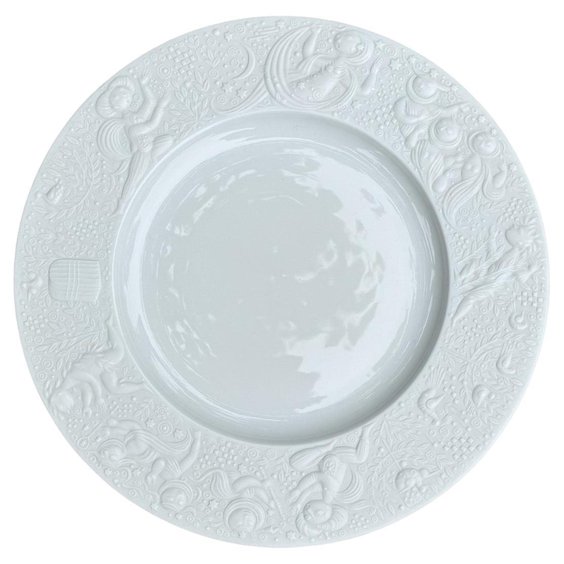 Piatto in porcellana bianca Bjorn Wiinblad 8,75" per Rosenthal, Germania, XX secolo