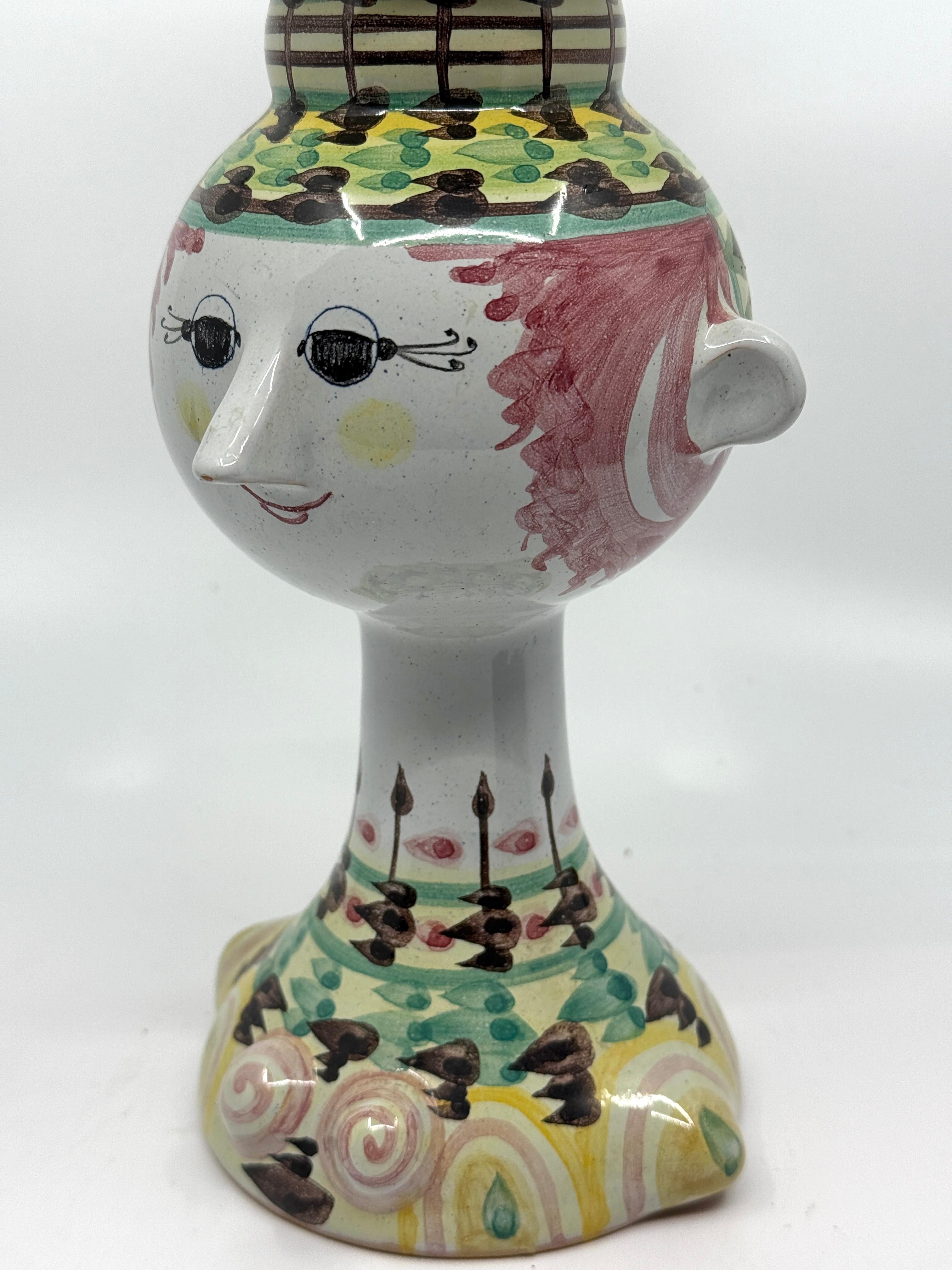 Danish Bjorn Winblad Whimsical Pottery Face Vase For Sale