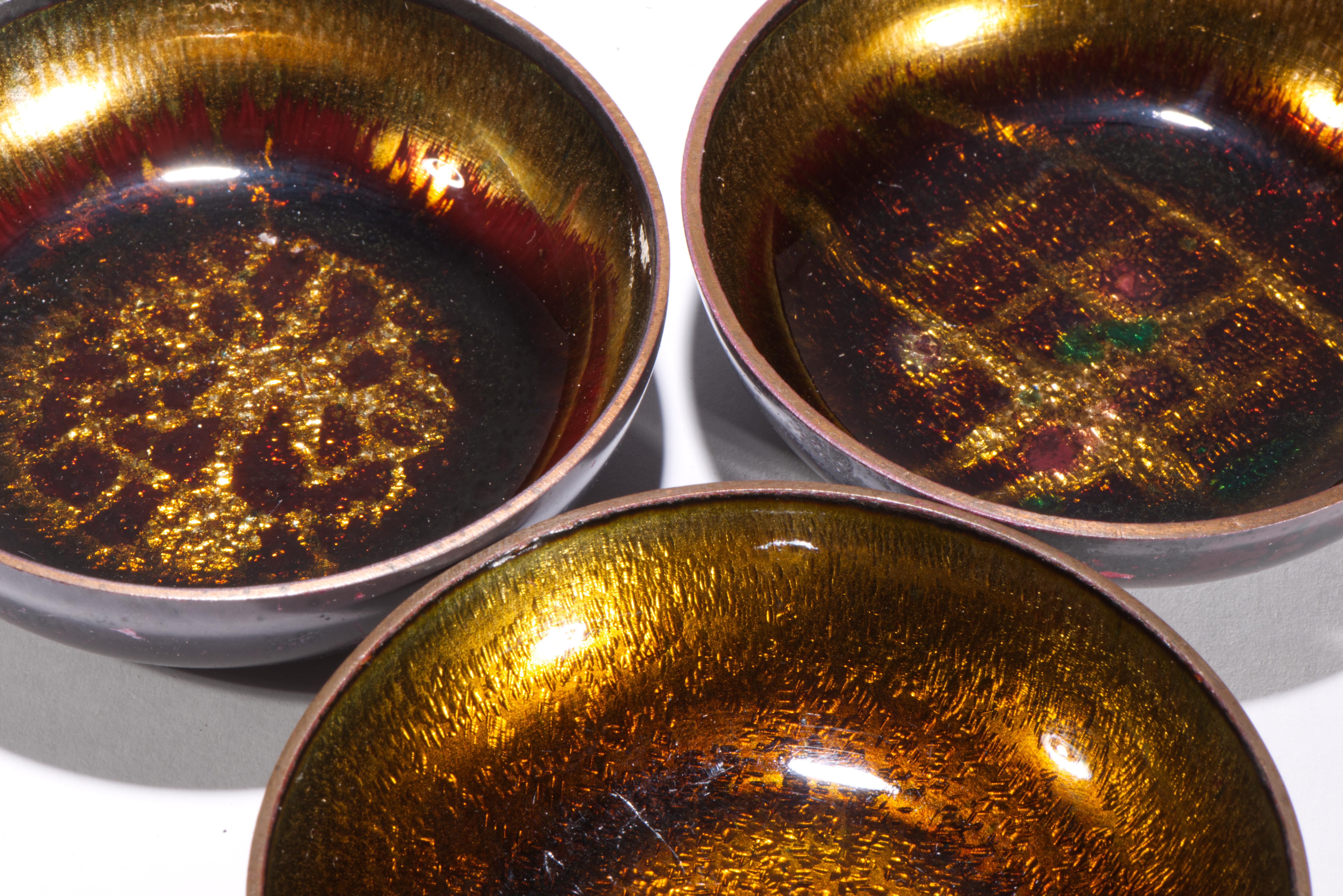 Bjørn Engø Norway Set of 3 Enamel on Copper Bowls, Scandinavian Modern1950s-1960 For Sale 6