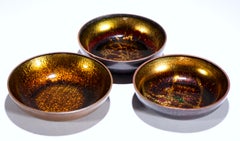 Bjørn Engø Norway Set of 3 Enamel on Copper Bowls, Scandinavian Modern1950s-1960